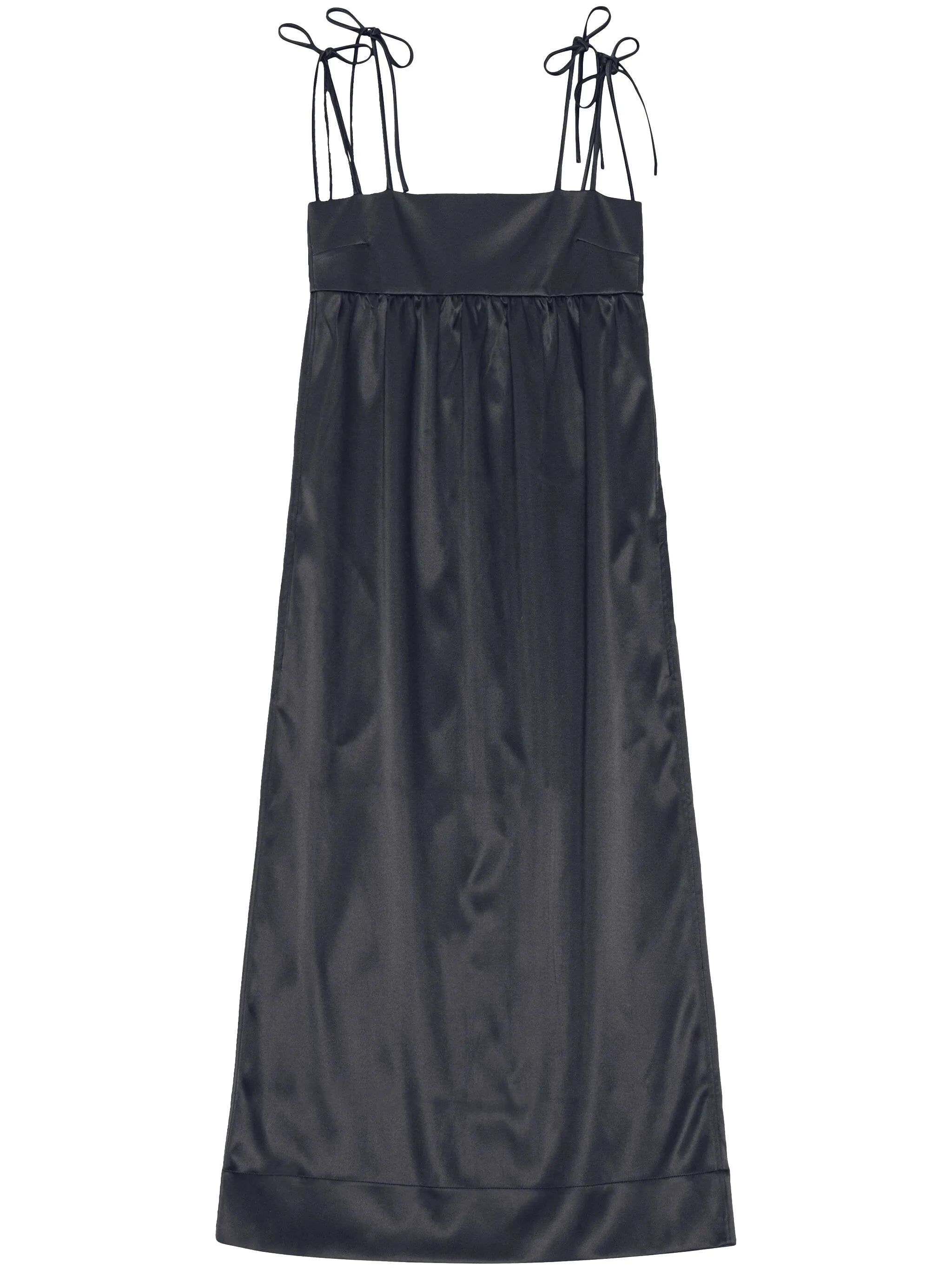sleeveless satin maxi dress