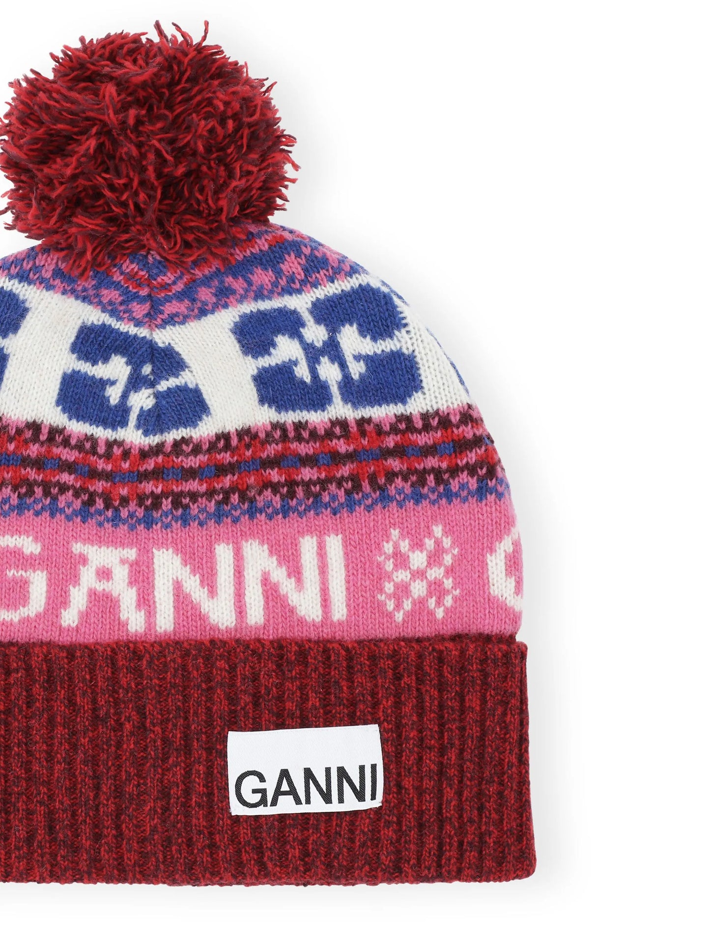 patterned-intarsia knitted beanie