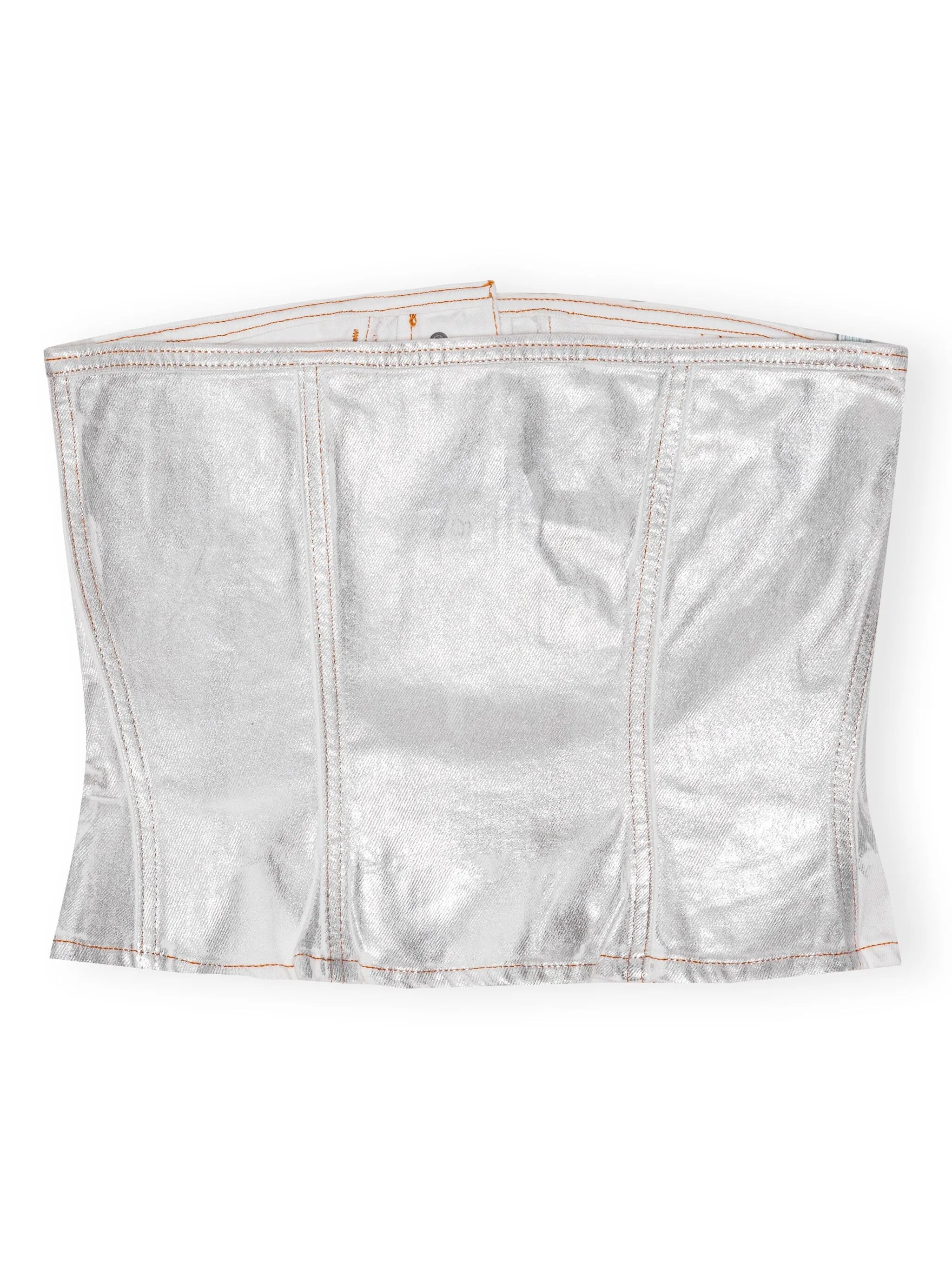foiled-finish organic-cotton denim top