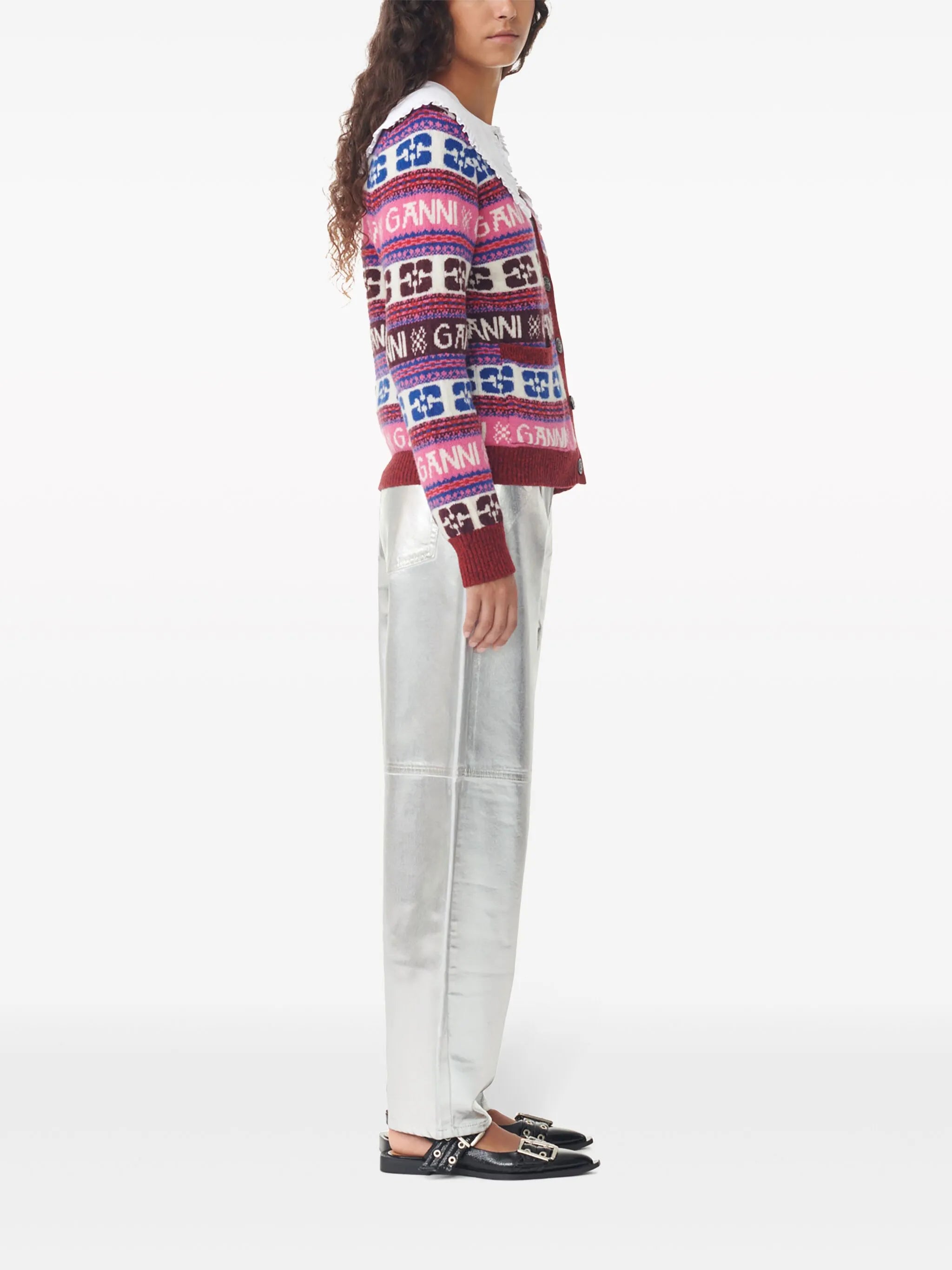 intarsia-logo V-neck cardigan