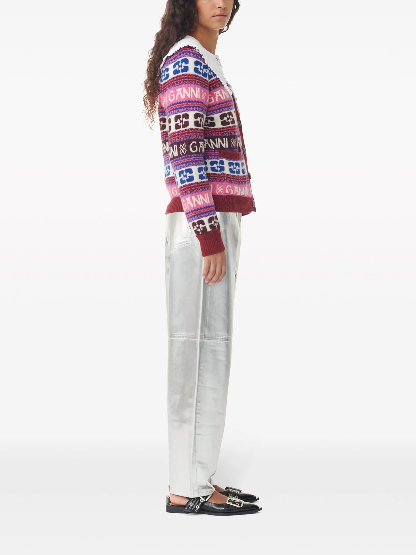 intarsia-logo V-neck cardigan