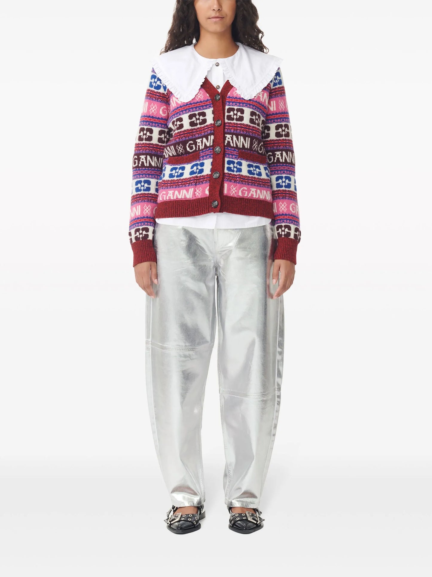 intarsia-logo V-neck cardigan