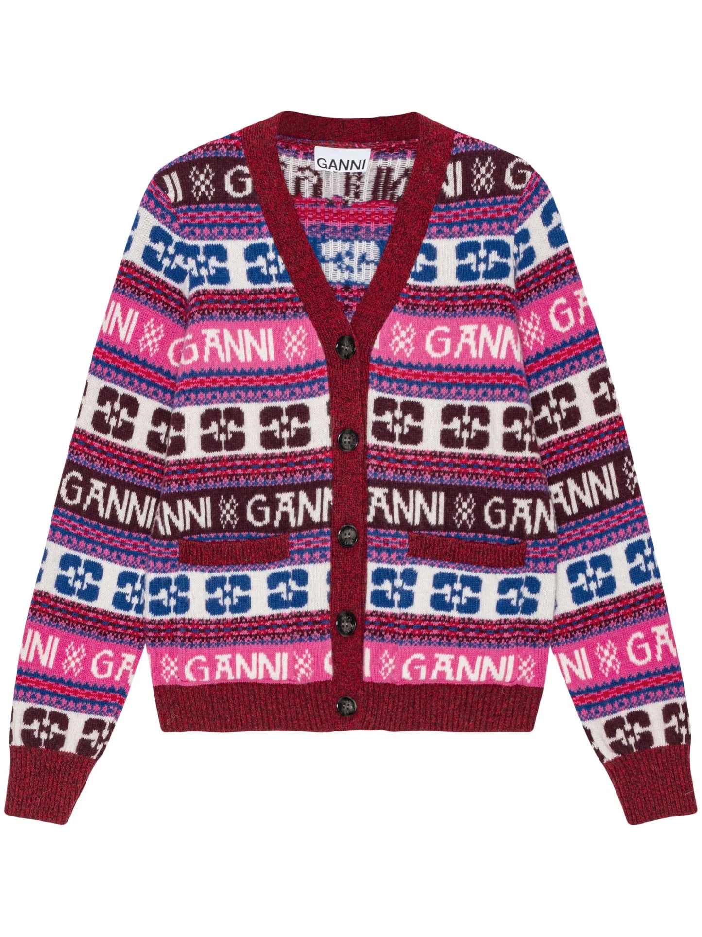 intarsia-logo V-neck cardigan