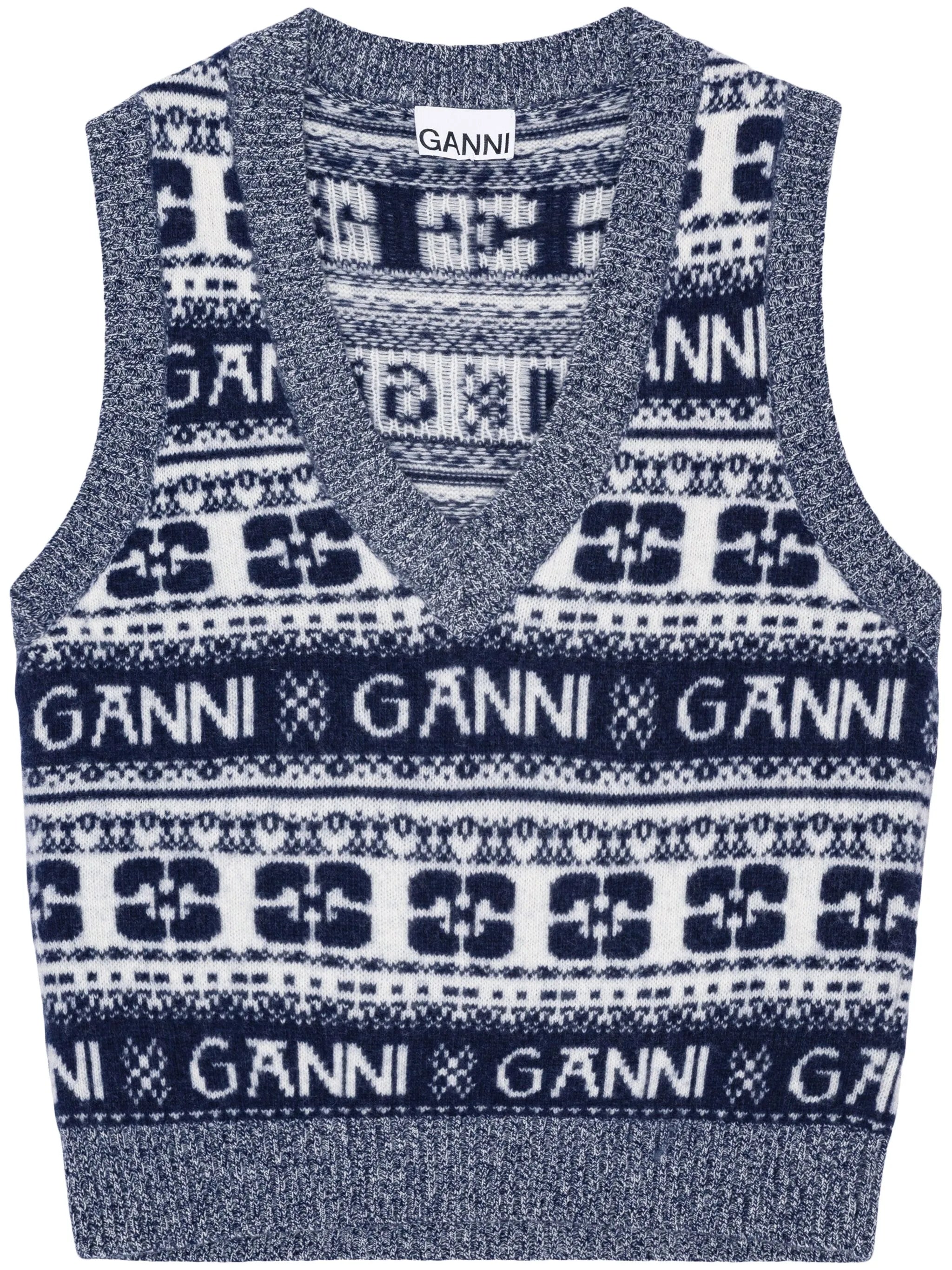 logo-intarsia knitted vest