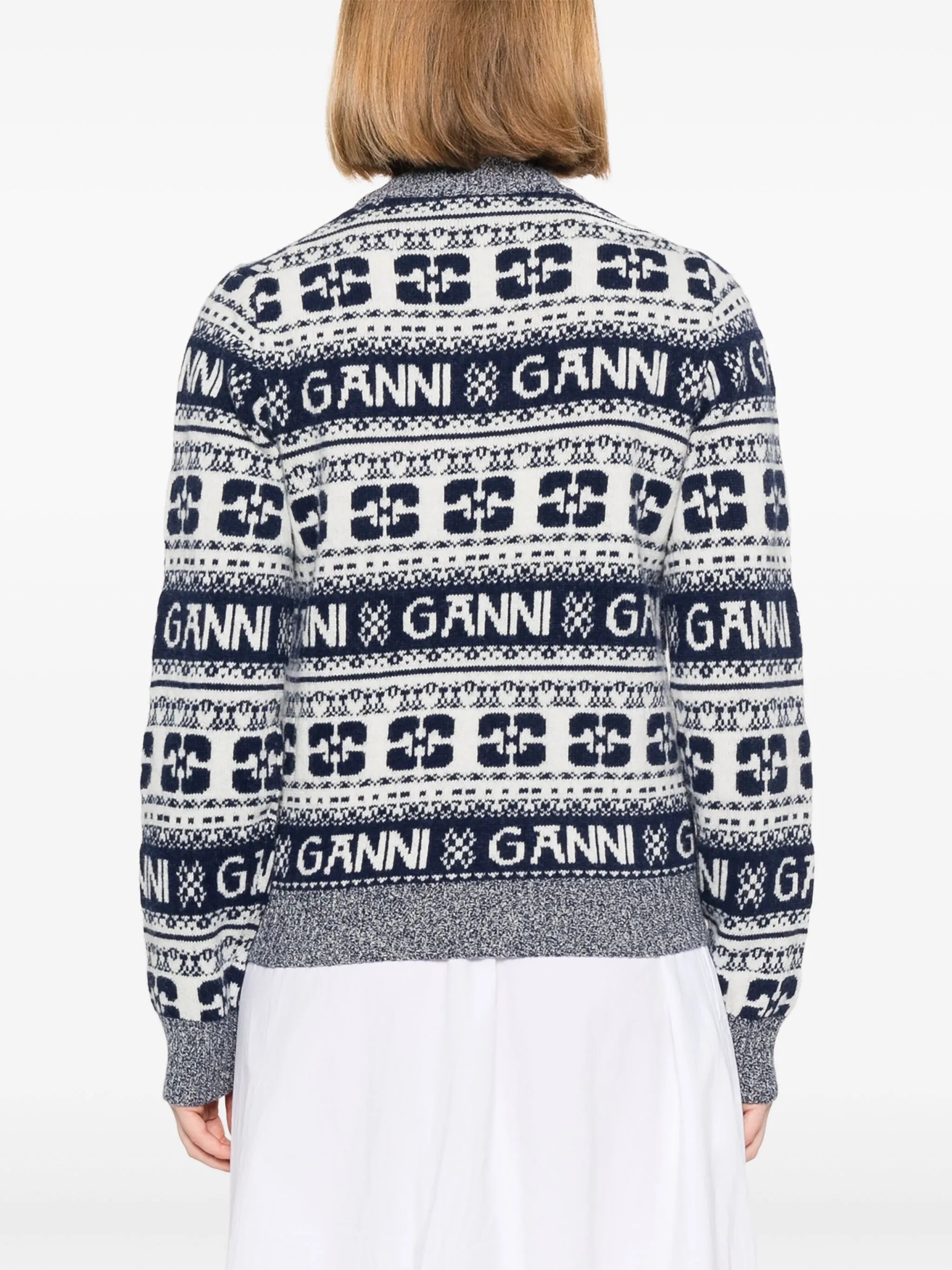 crew-neck intarsia-knit logo jumper