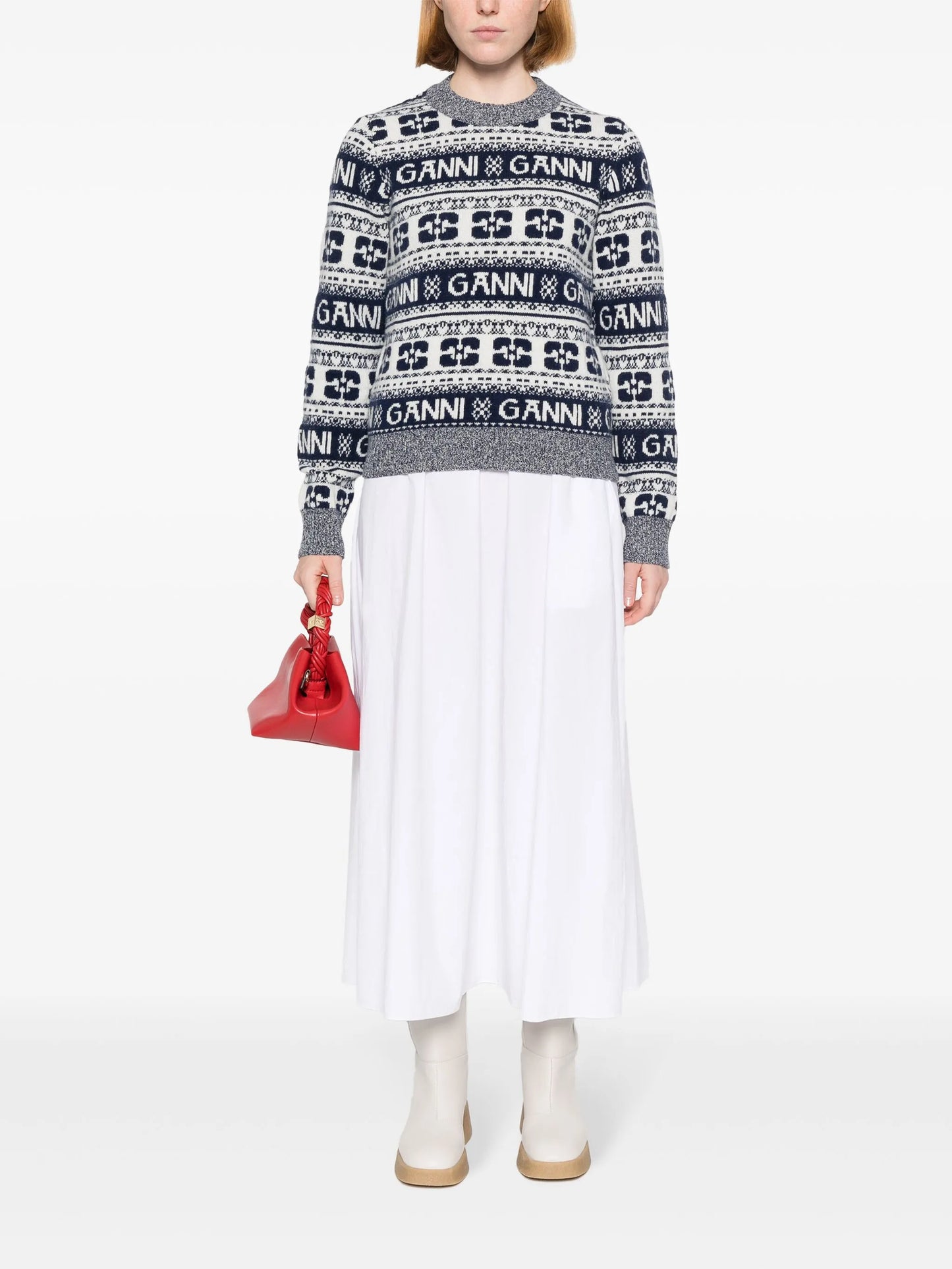 crew-neck intarsia-knit logo jumper
