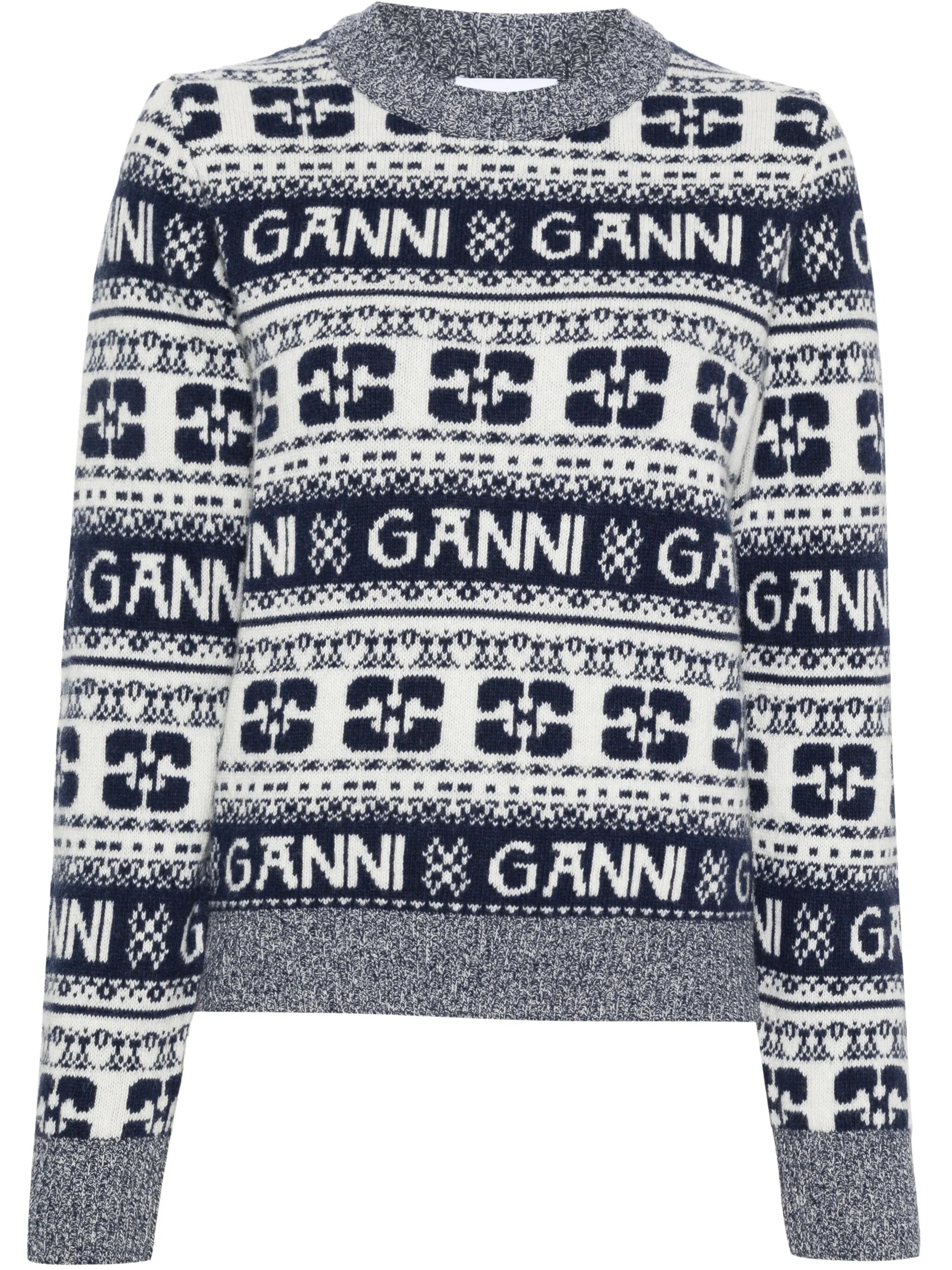 crew-neck intarsia-knit logo jumper