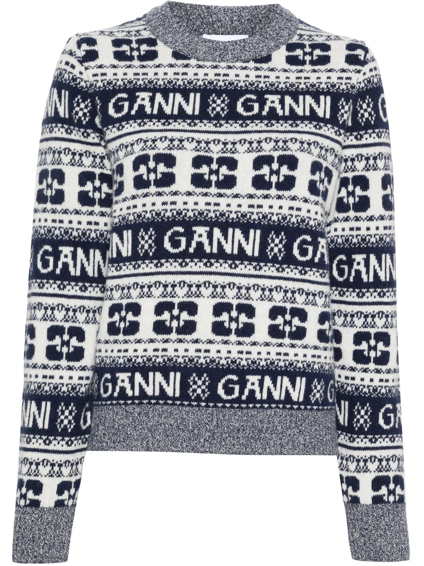 crew-neck intarsia-knit logo jumper