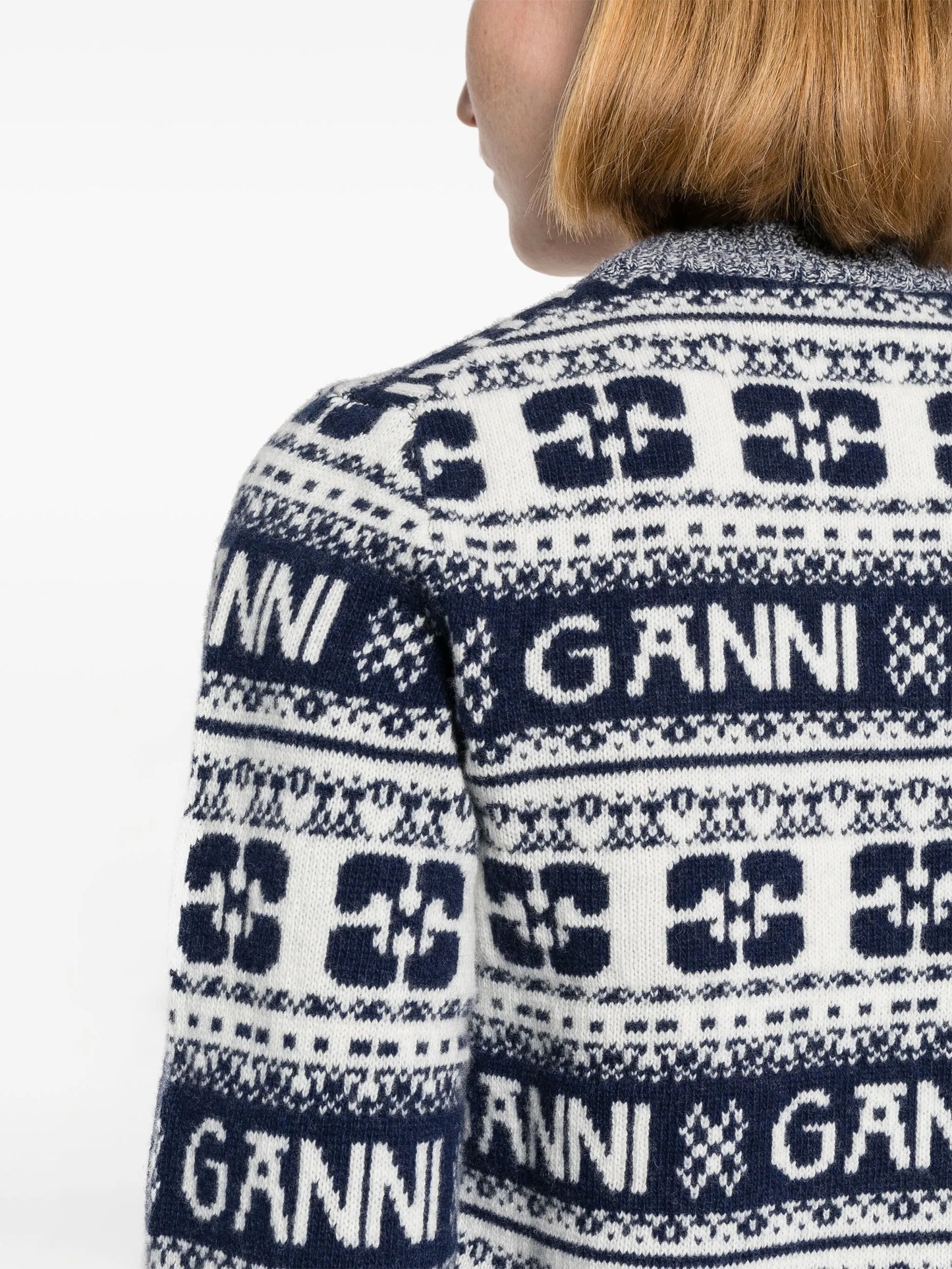 crew-neck intarsia-knit logo jumper