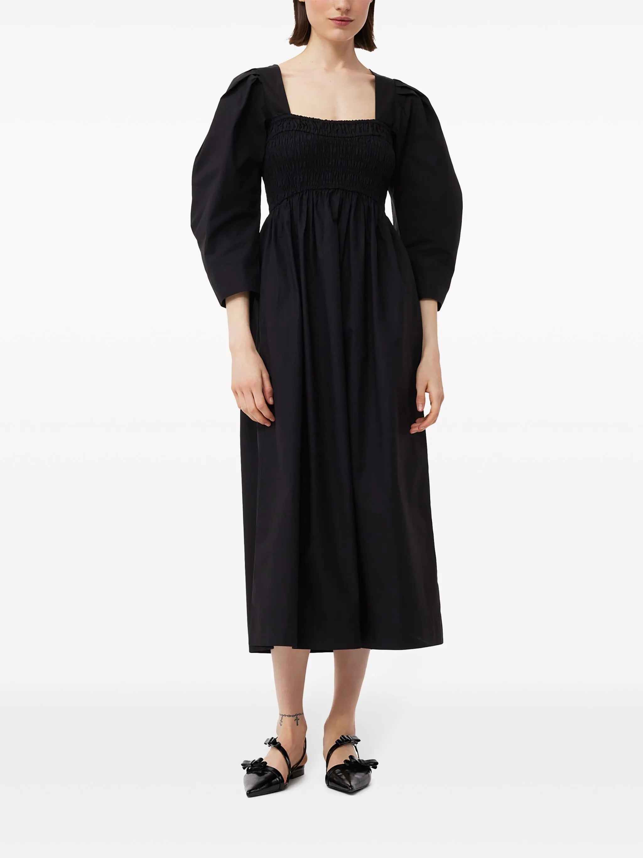 poplin organic cotton midi dress