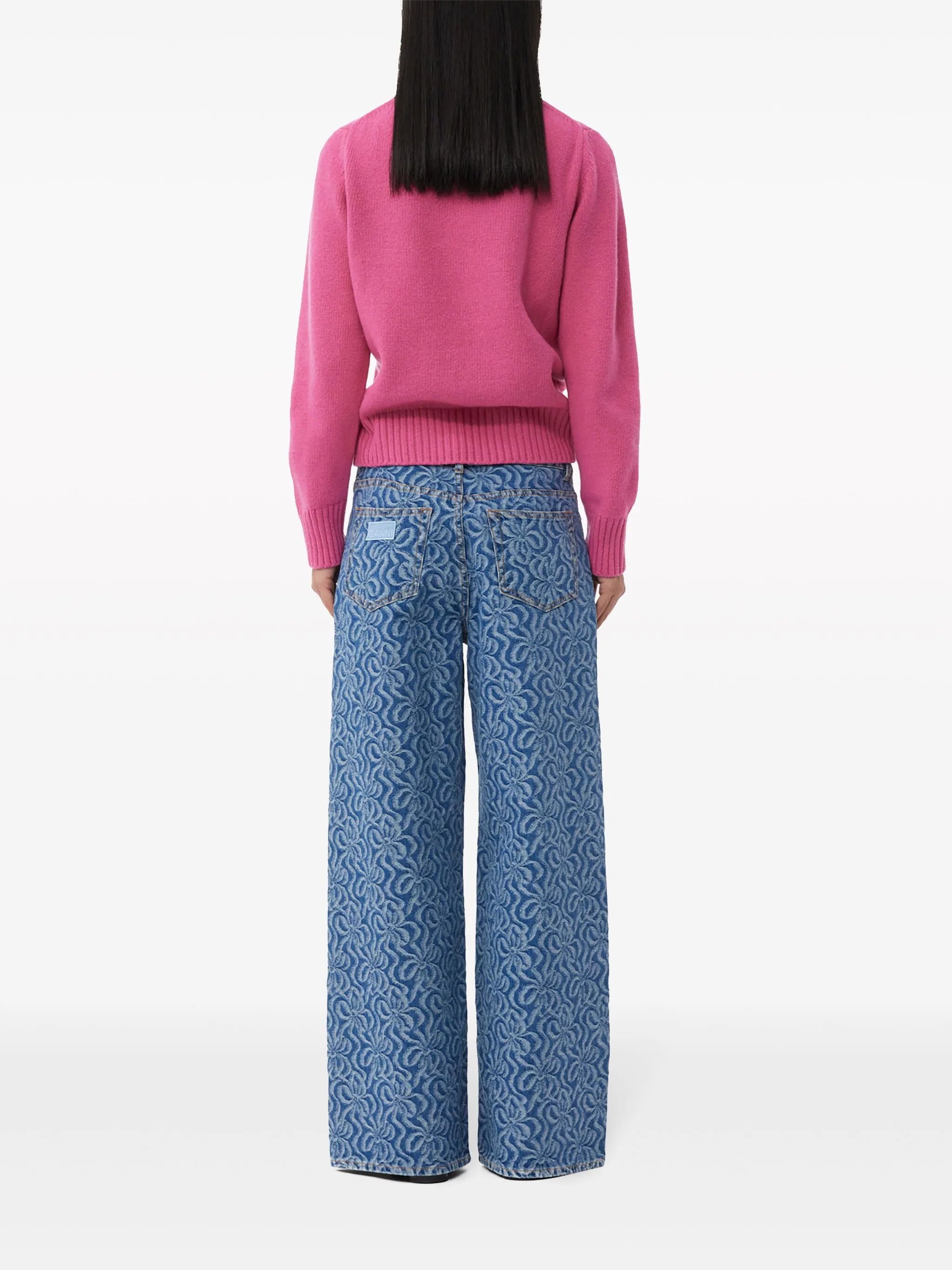 floral-motif crew-neck jumper