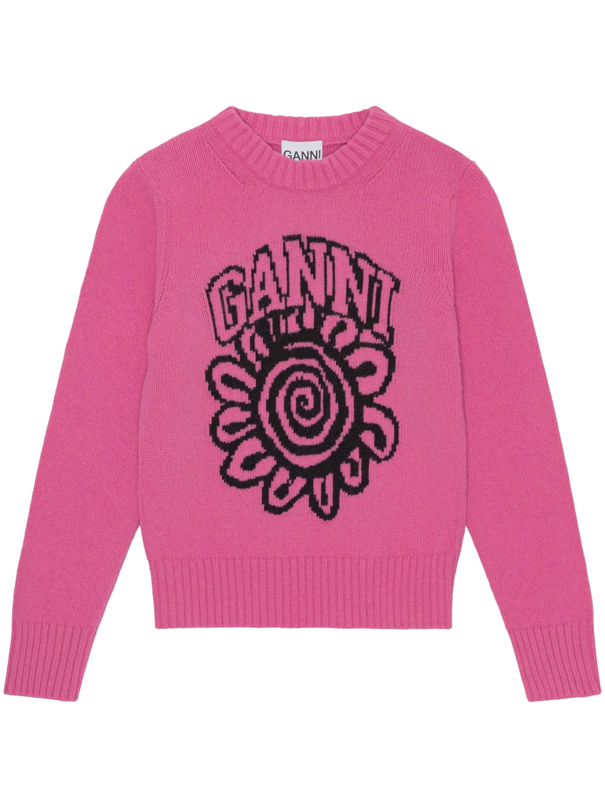 floral-motif crew-neck jumper