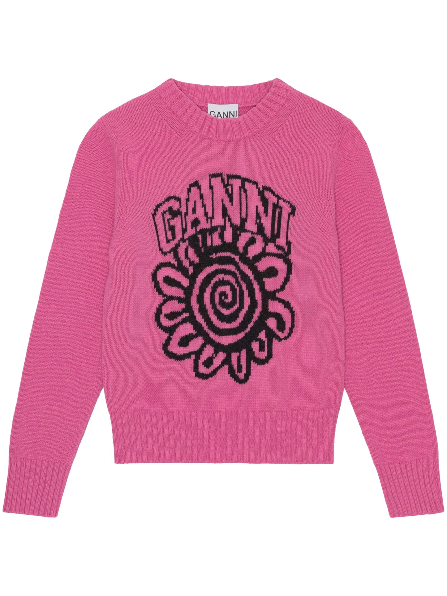 floral-motif crew-neck jumper