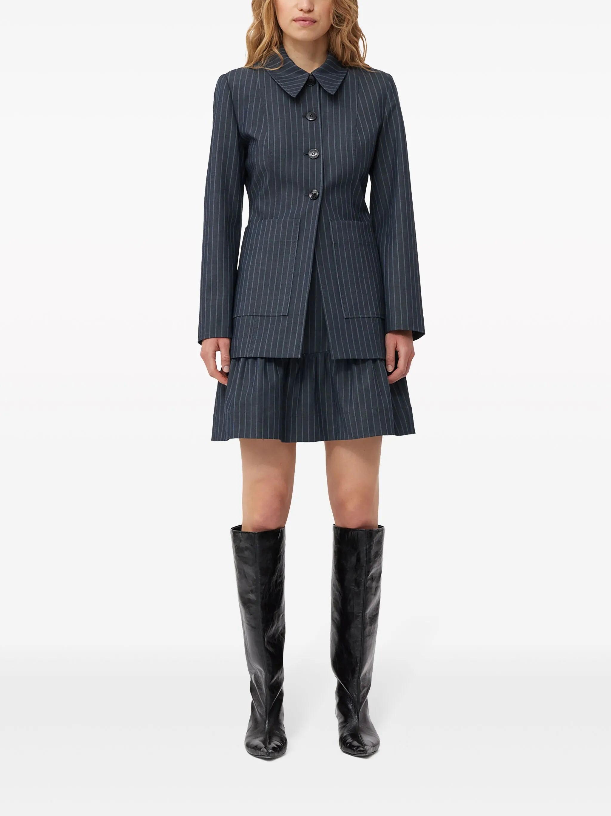 pinstripe single-breasted blazer