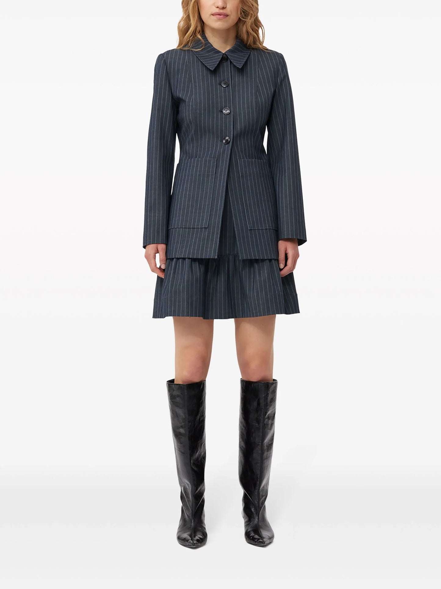 pinstripe single-breasted blazer