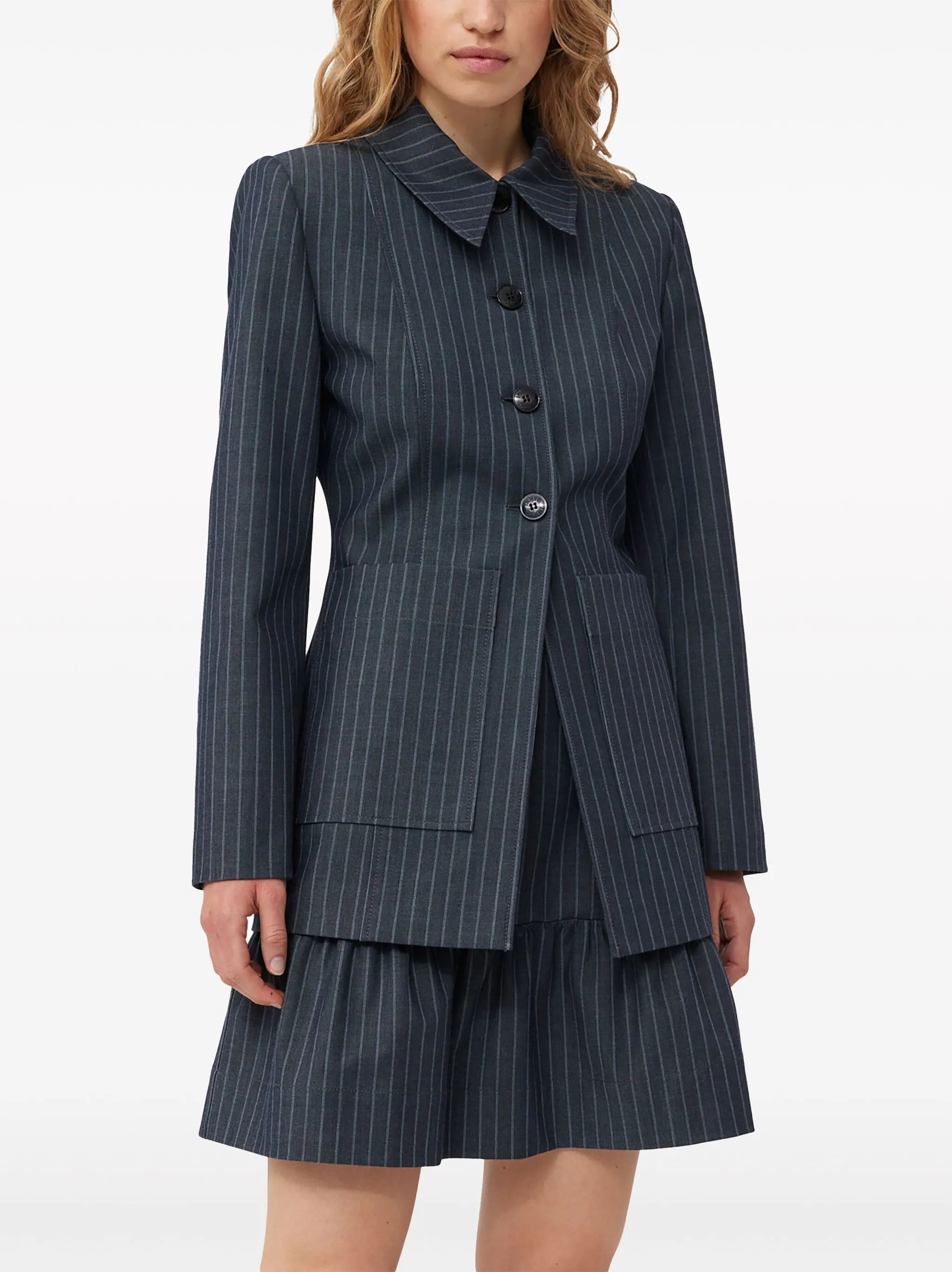 pinstripe single-breasted blazer