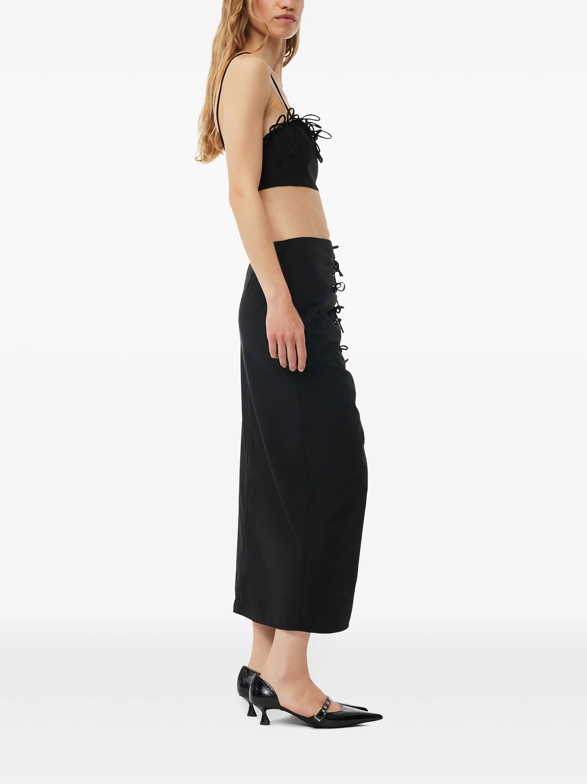 draped mid-rise midi dress