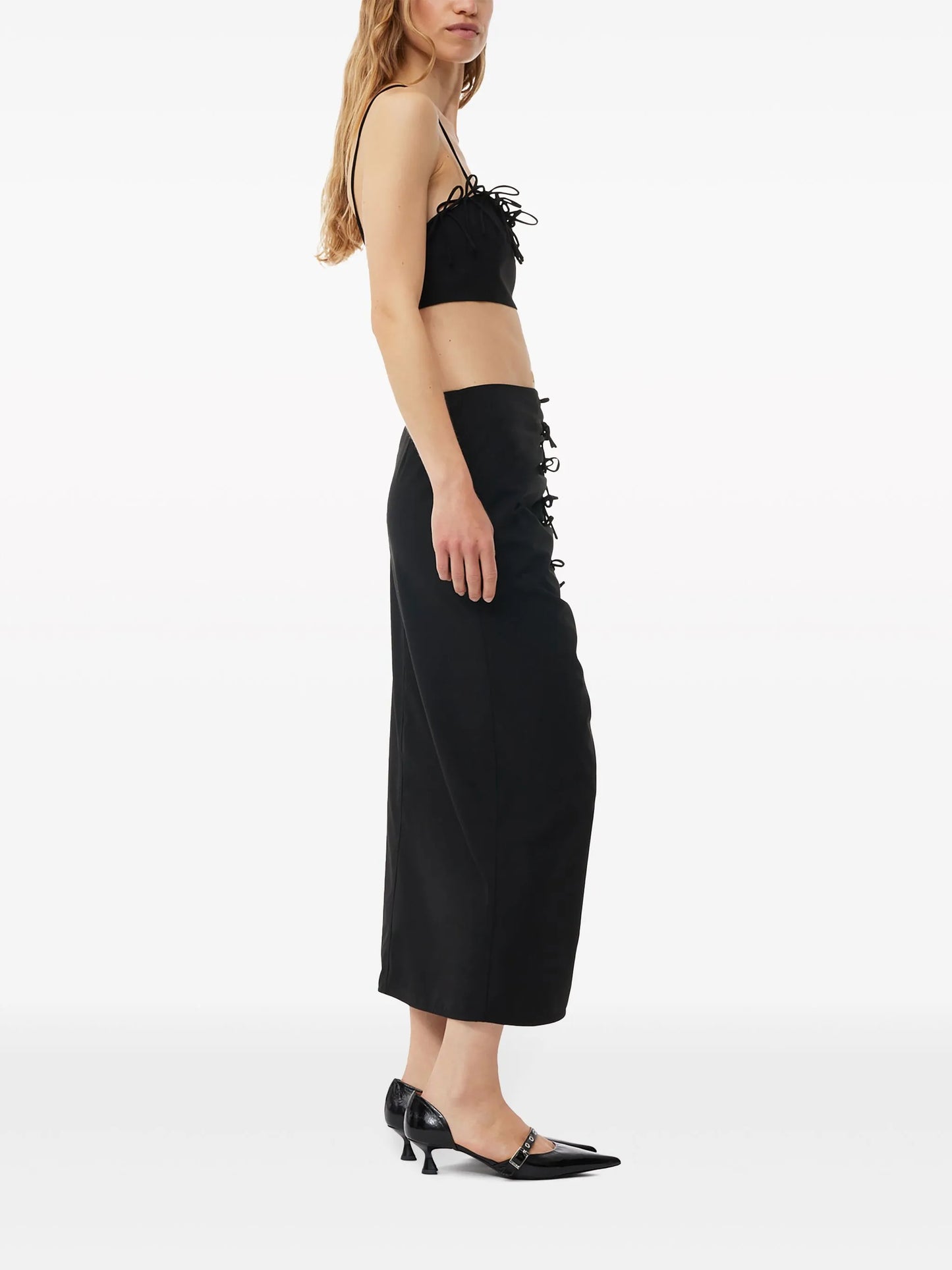 draped mid-rise midi dress
