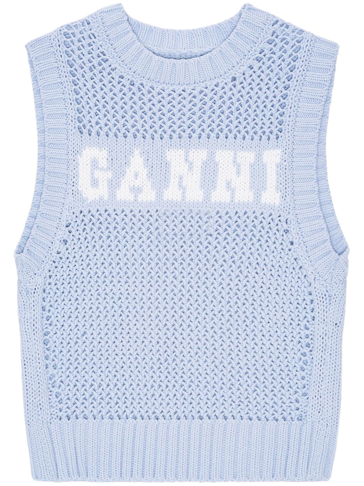 intarsia-knit logo-organic-cotton vest