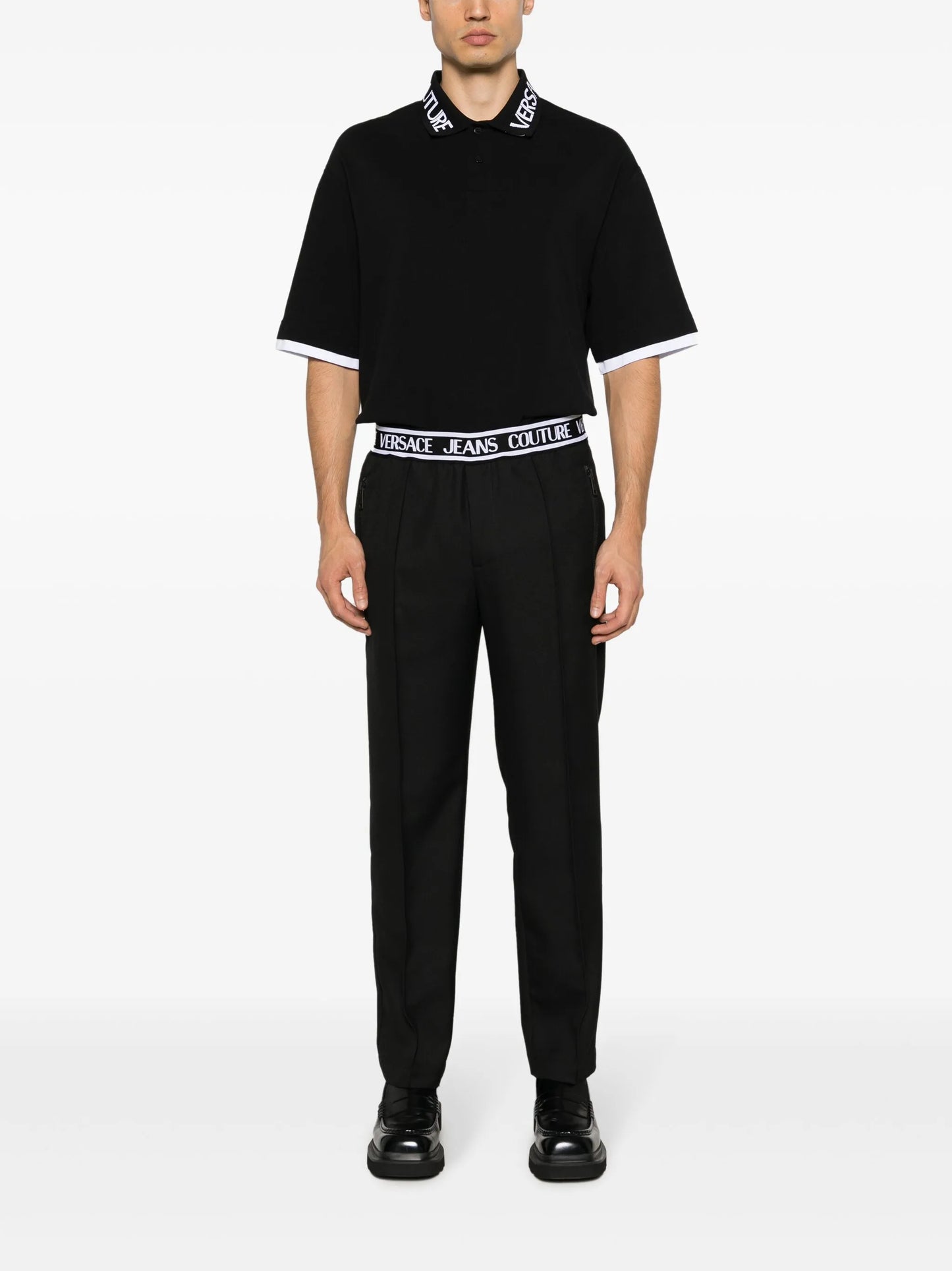 logo-intarsia cotton polo shirt