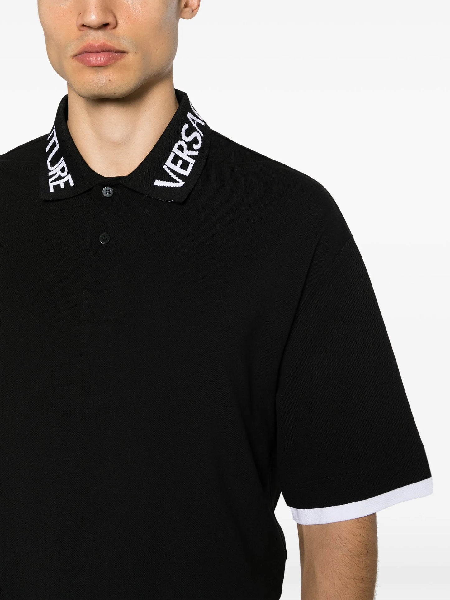 logo-intarsia cotton polo shirt