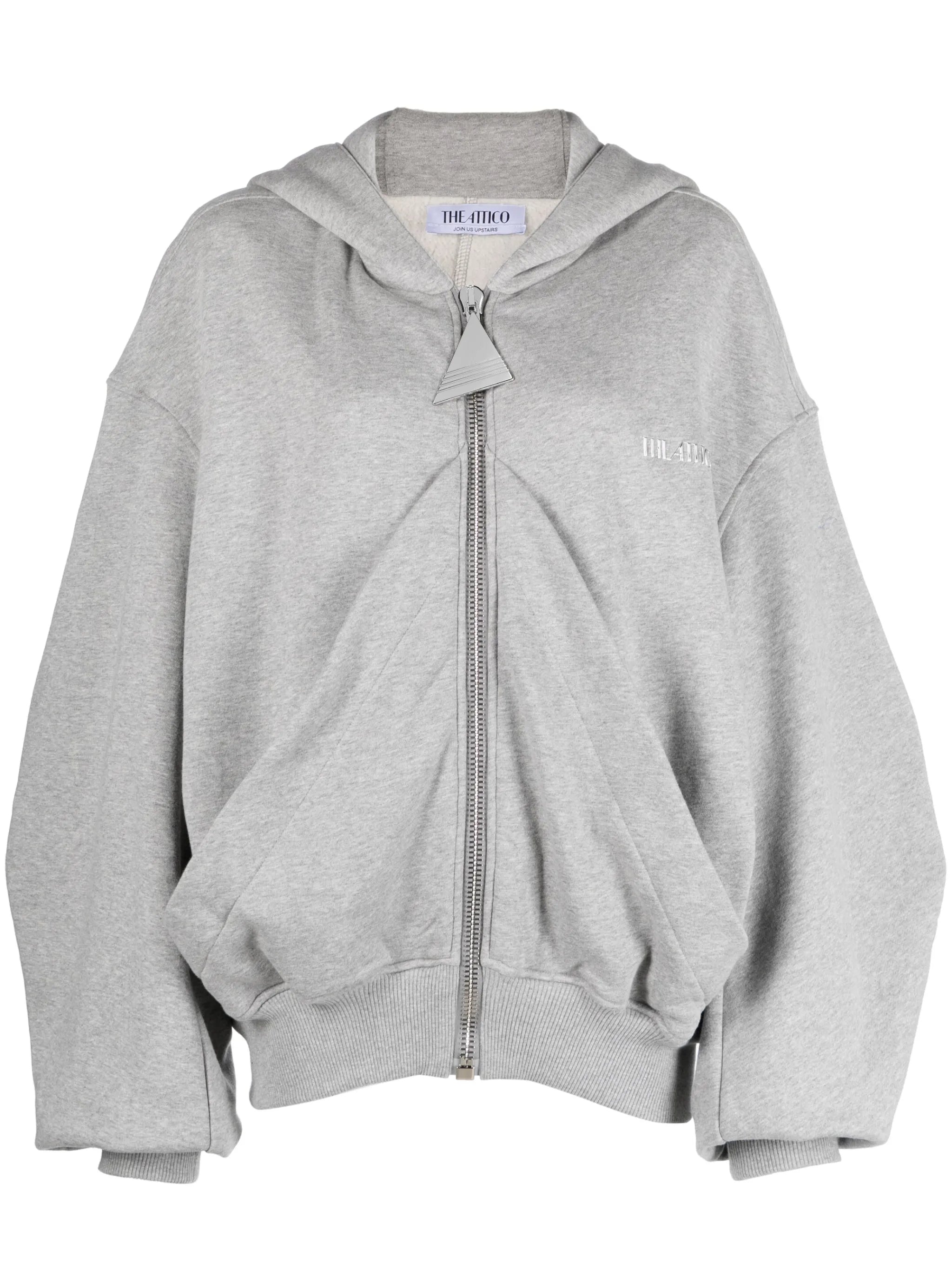 logo-embroidered draped cotton hoodie