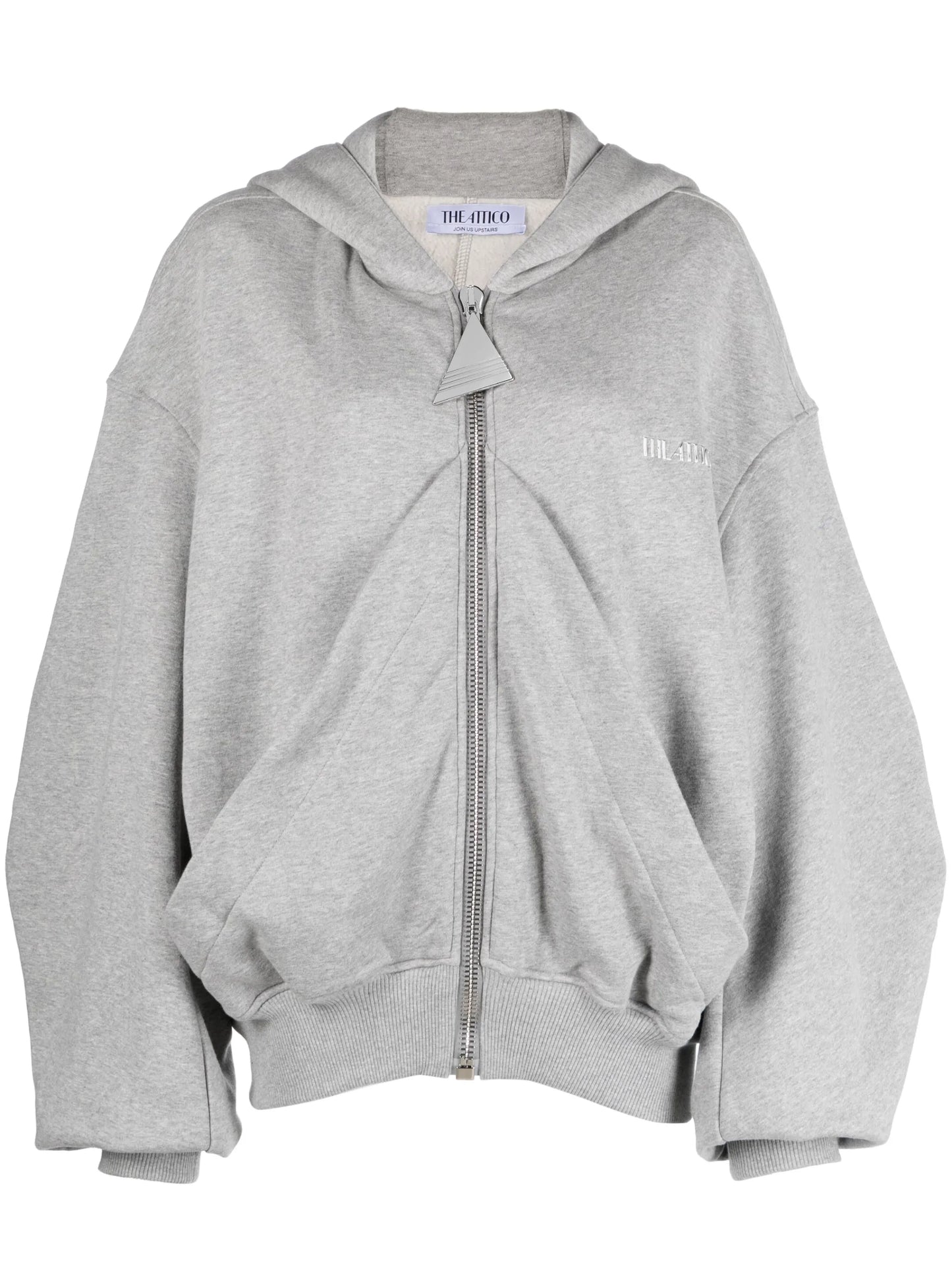 logo-embroidered draped cotton hoodie
