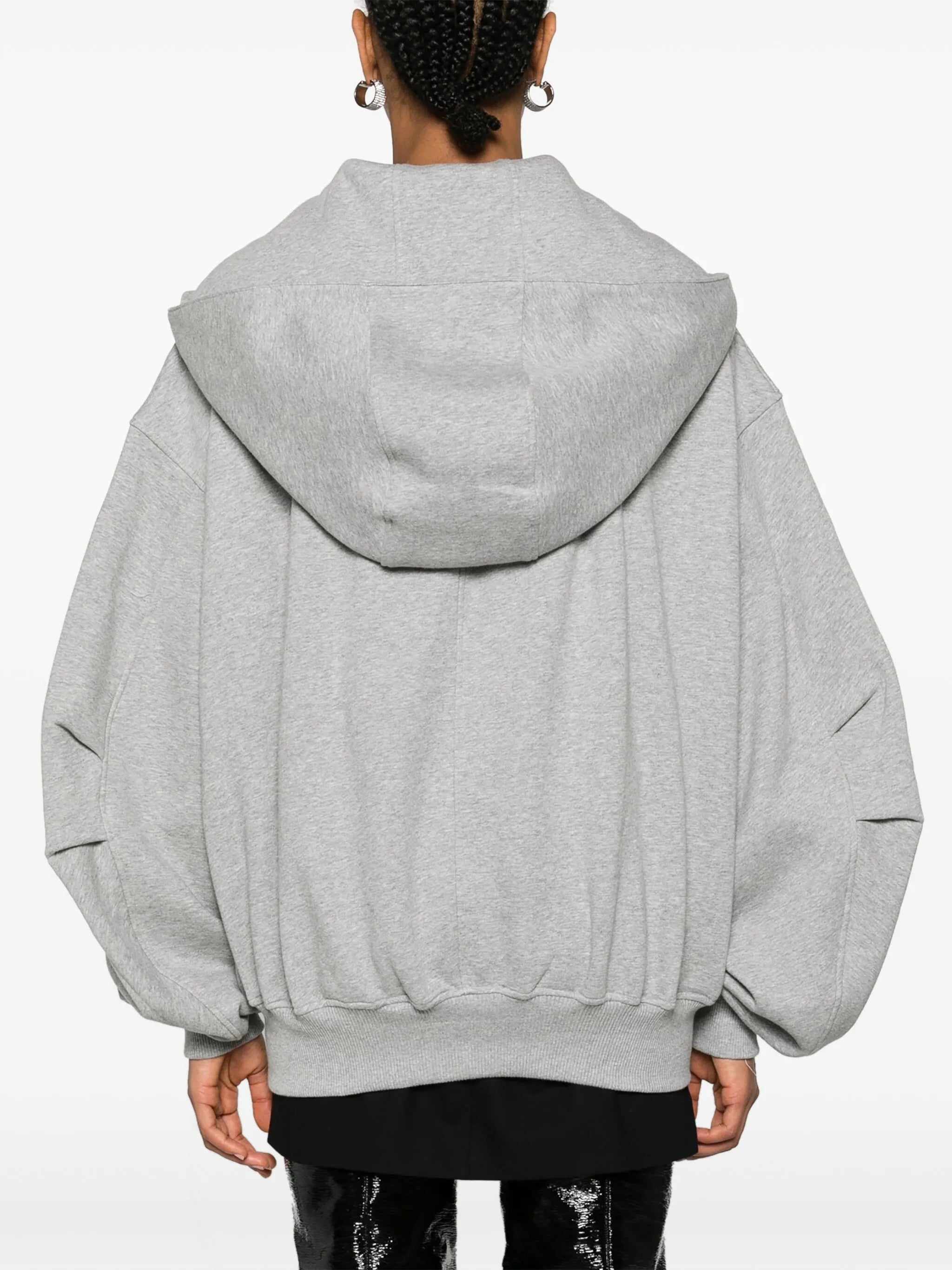 logo-embroidered draped cotton hoodie