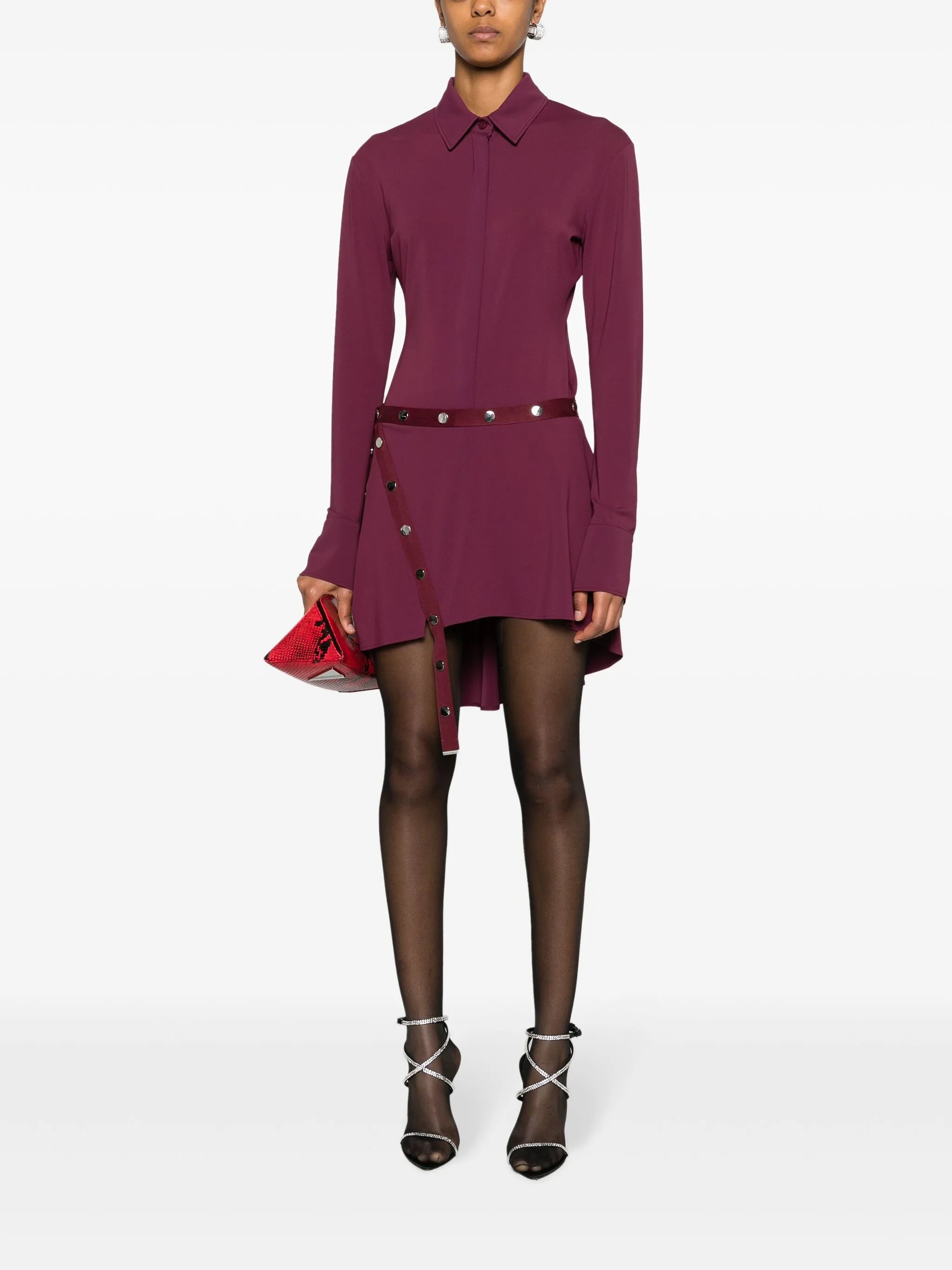 button-embellished asymmetric miniskirt