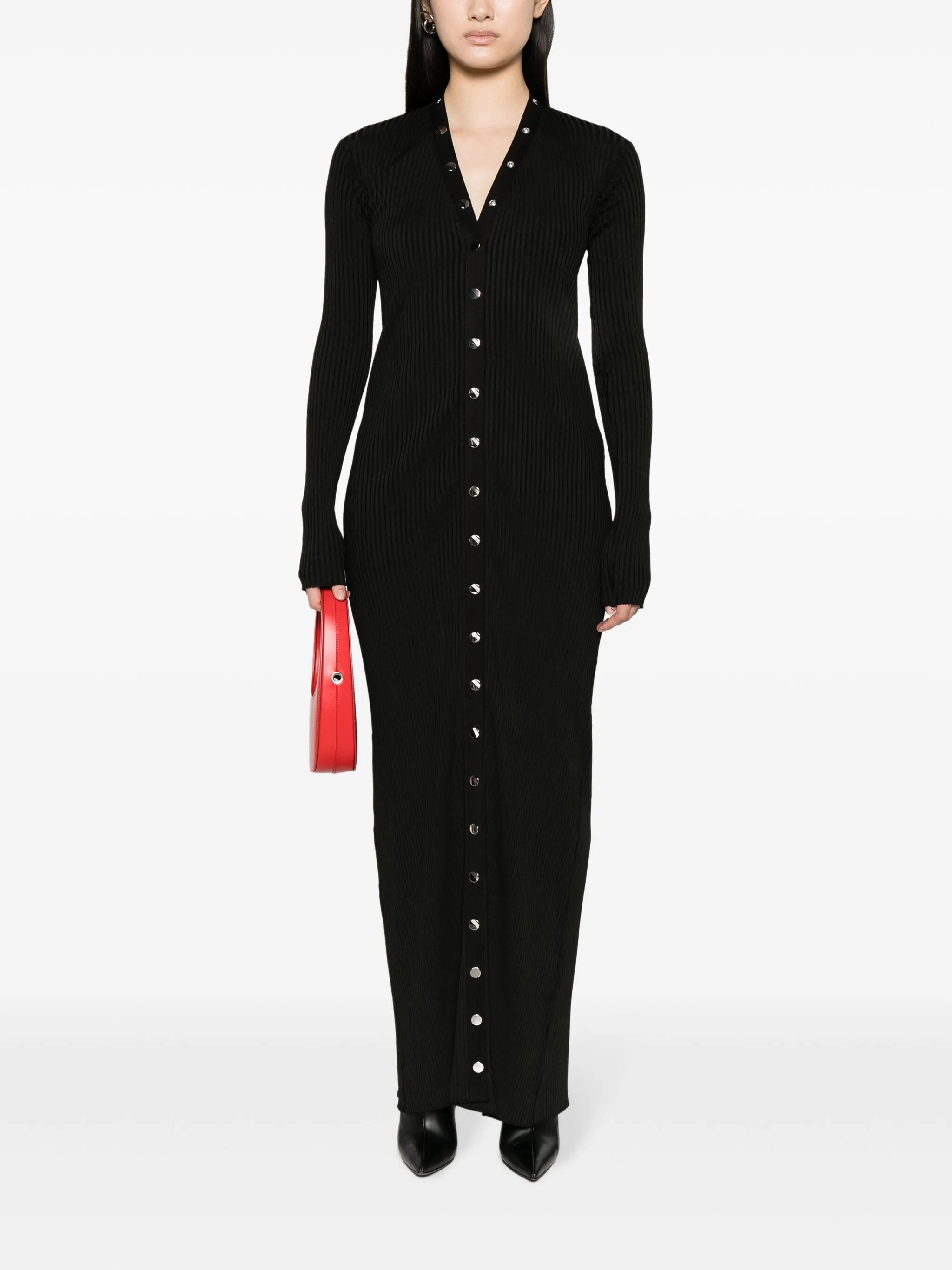 ribbed-knit cardigan dress