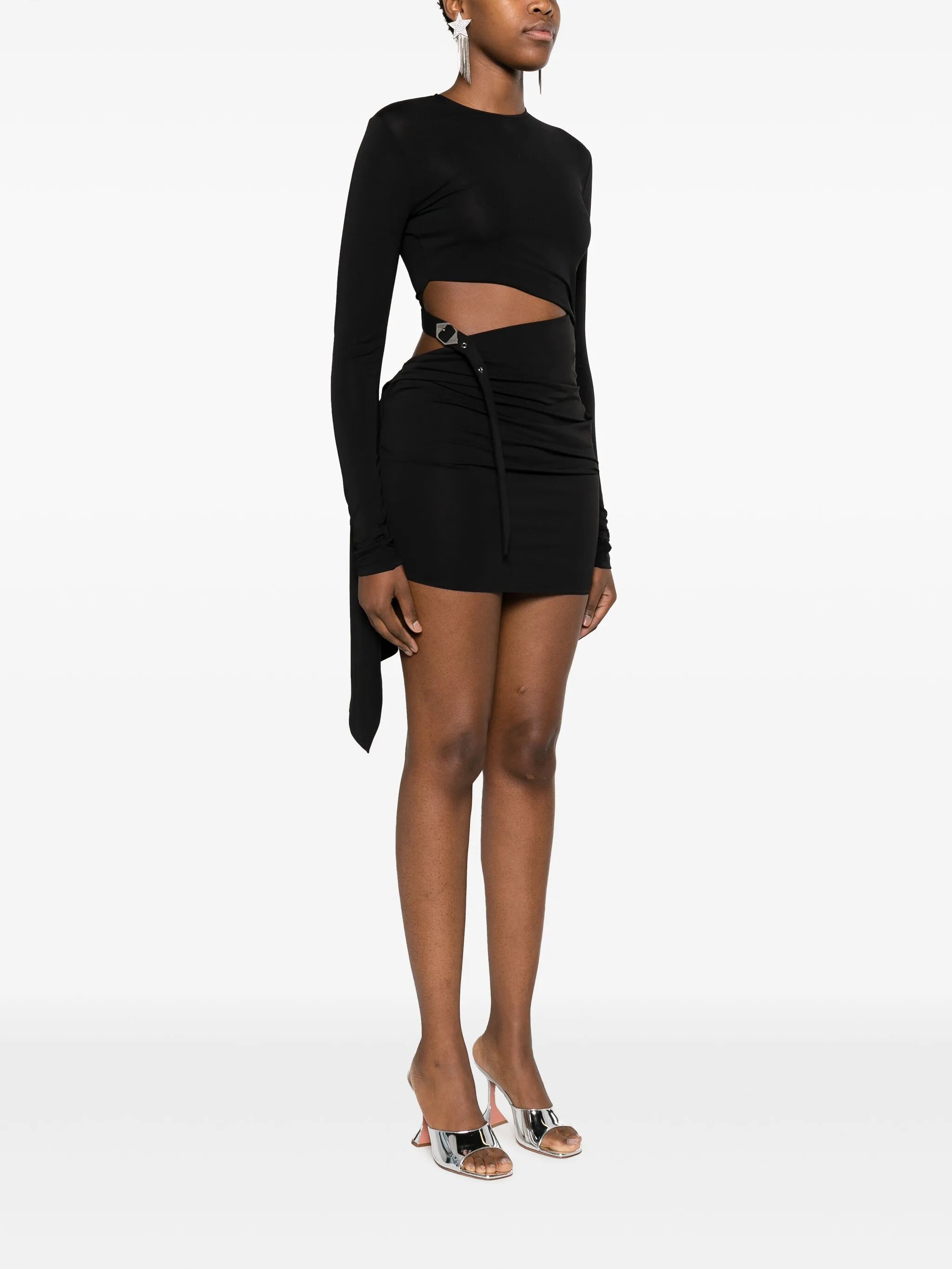 buckle-detailed jersey dress
