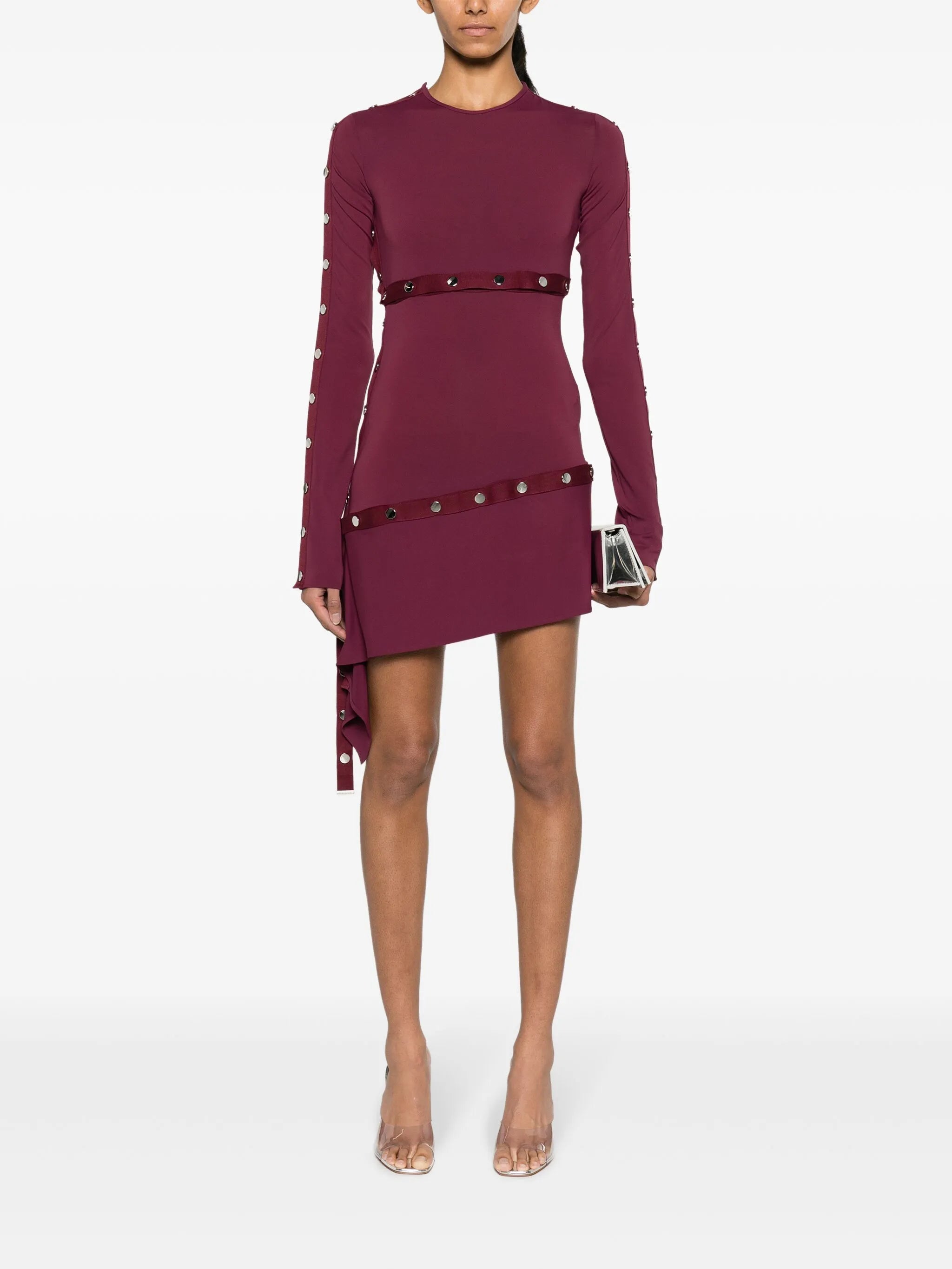 button-embellished asymmetric minidress