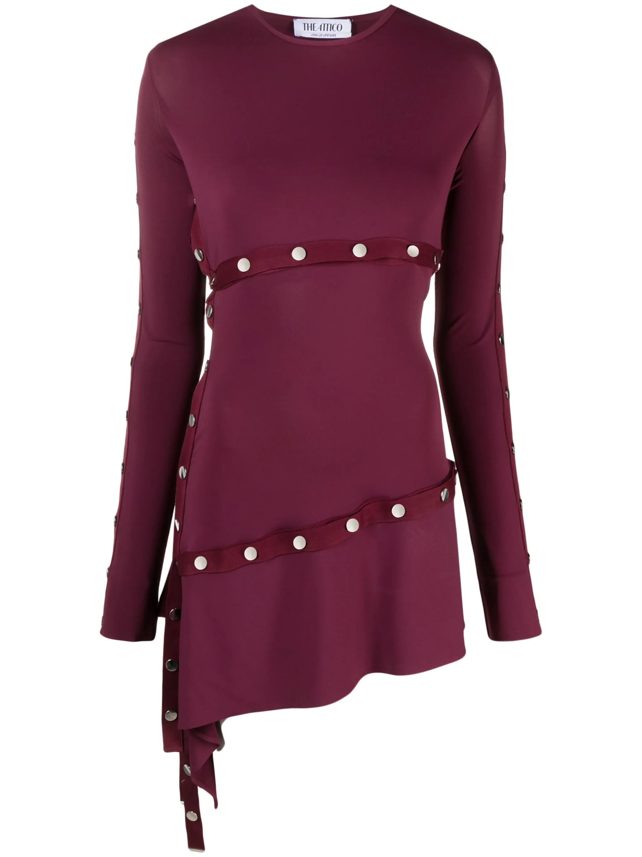 button-embellished asymmetric minidress