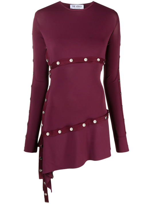 button-embellished asymmetric minidress