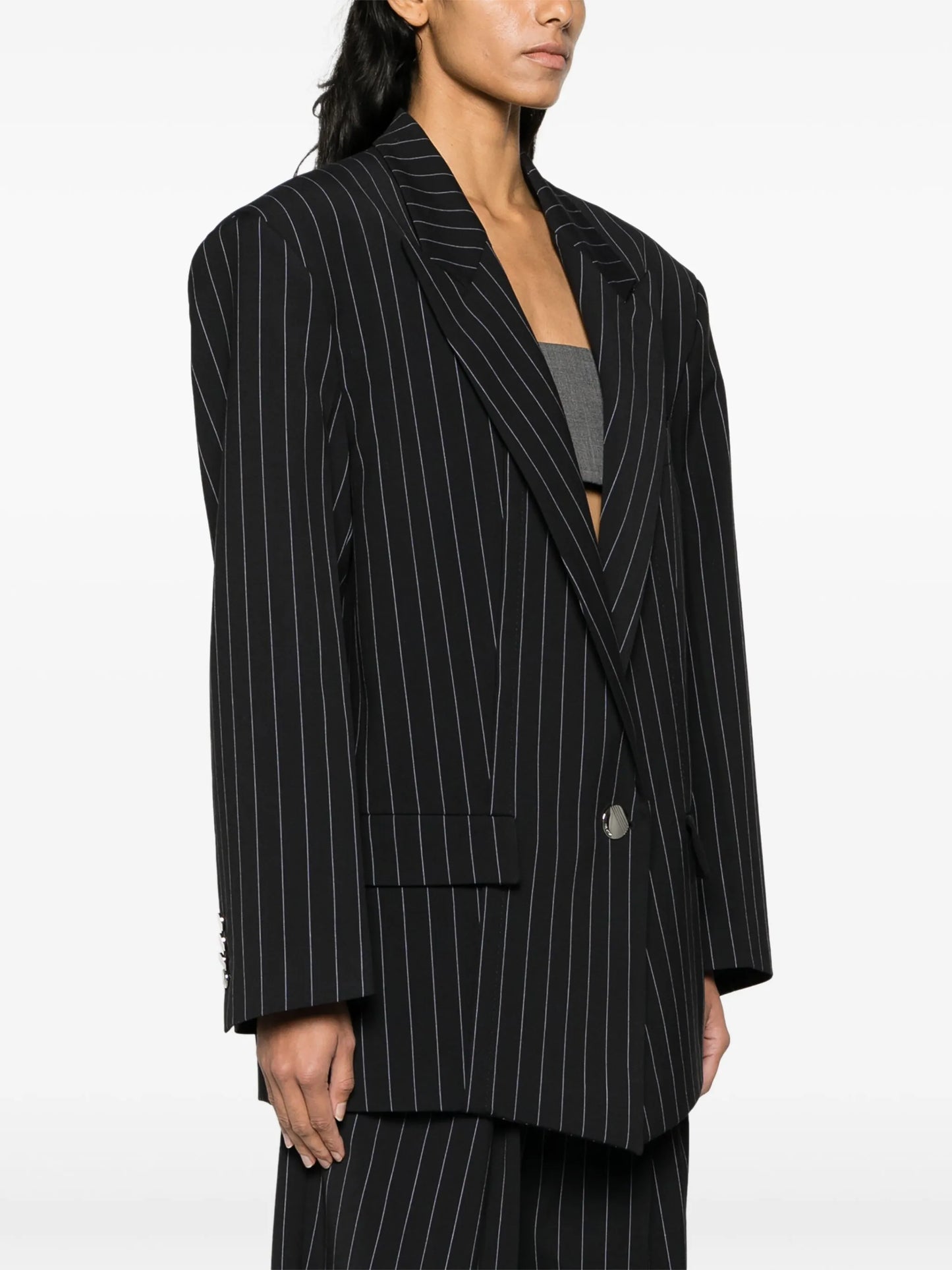 Glen pinstripe single-breasted blazer