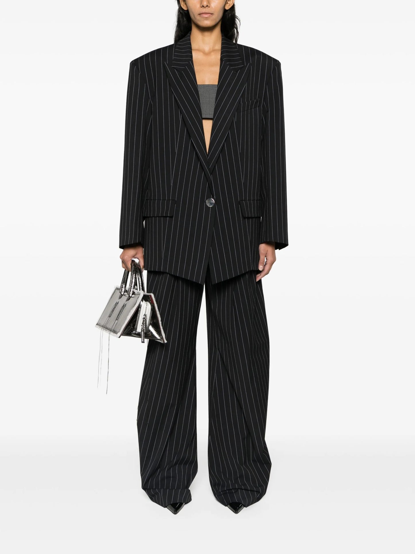 Glen pinstripe single-breasted blazer