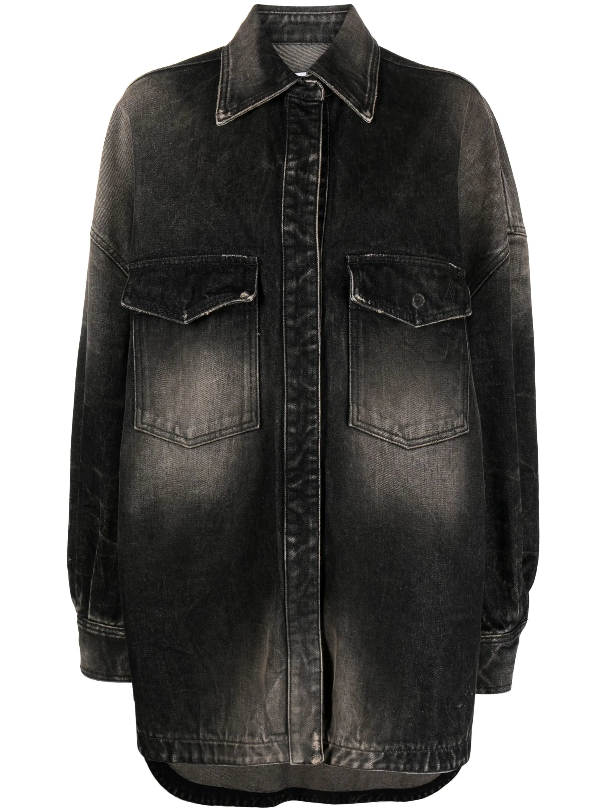 bleached-effect denim coat