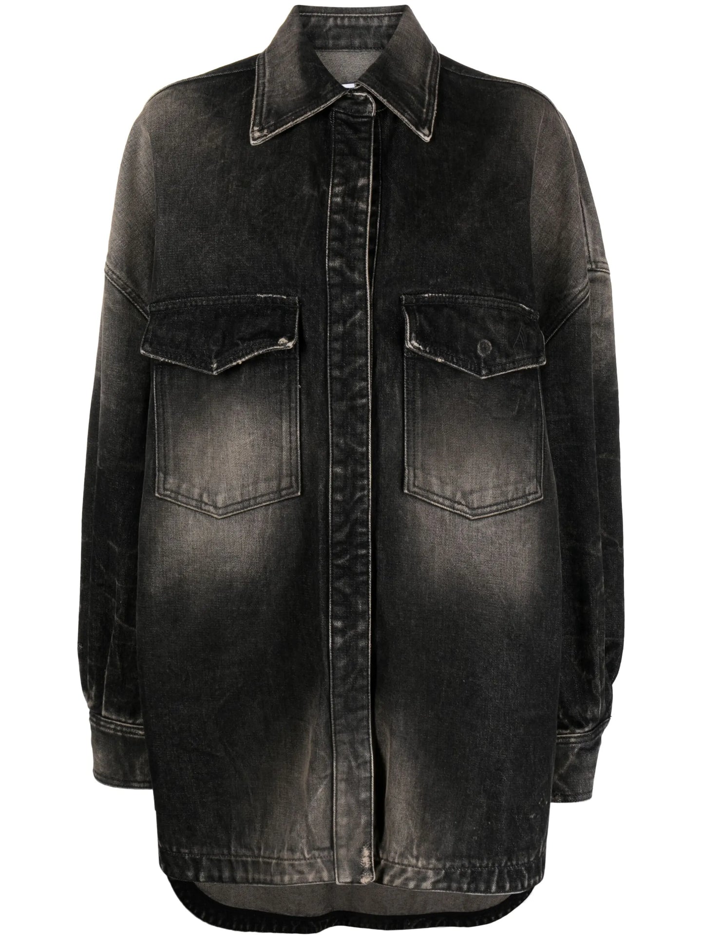 bleached-effect denim coat
