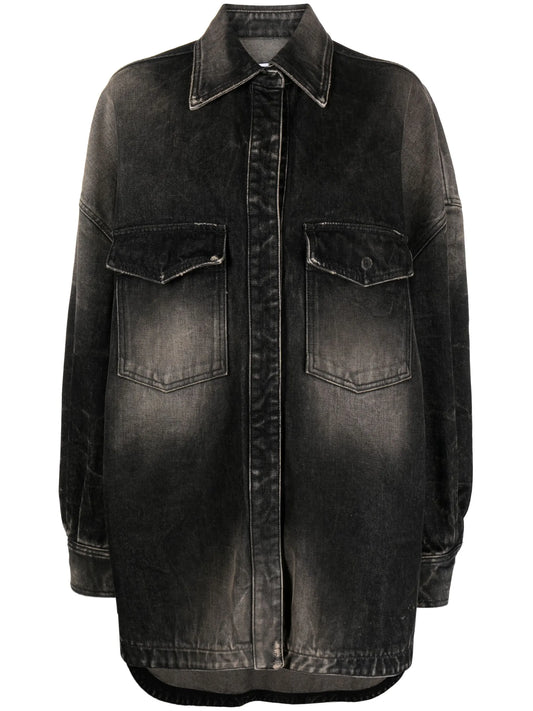 bleached-effect denim coat