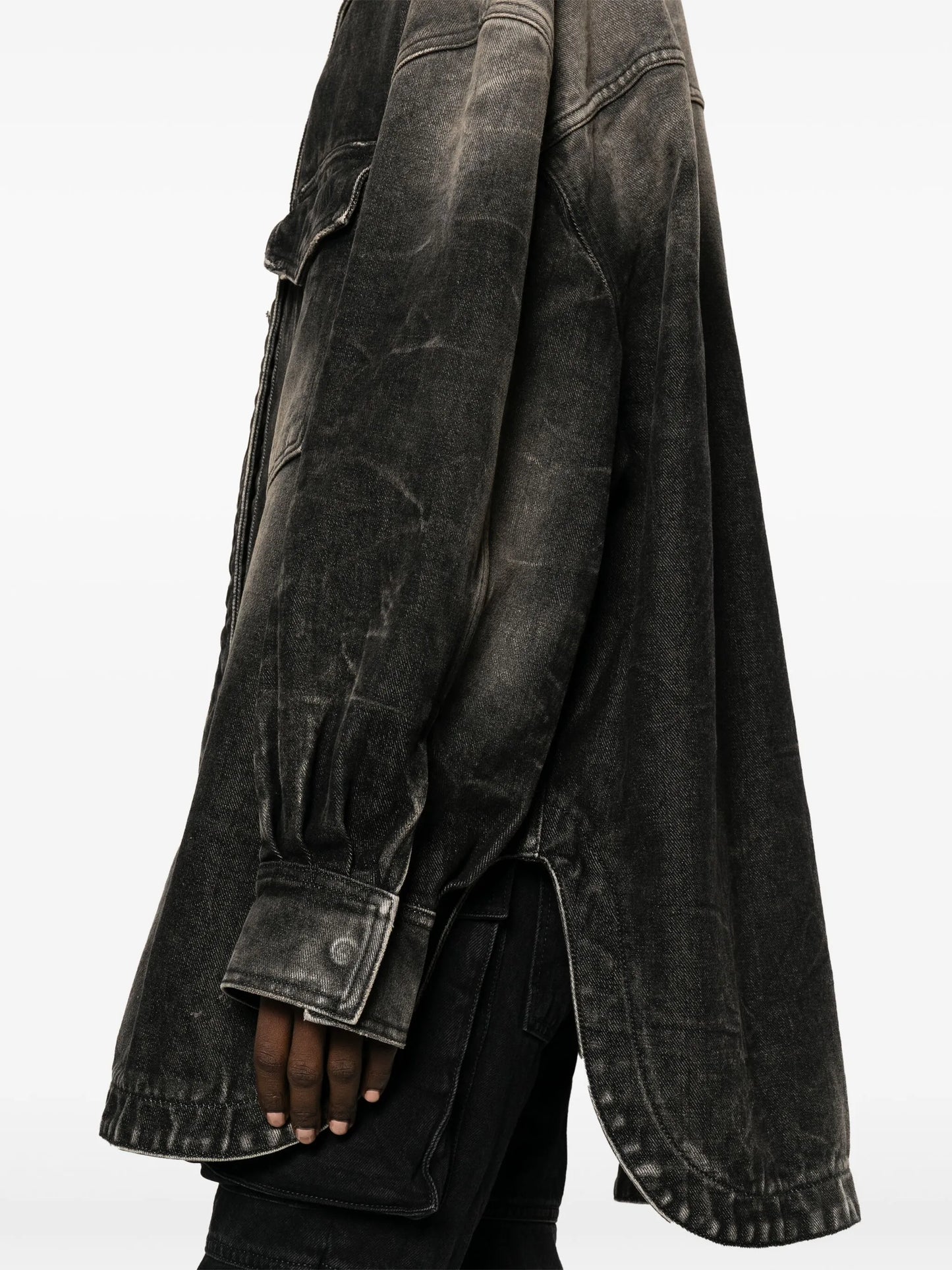bleached-effect denim coat