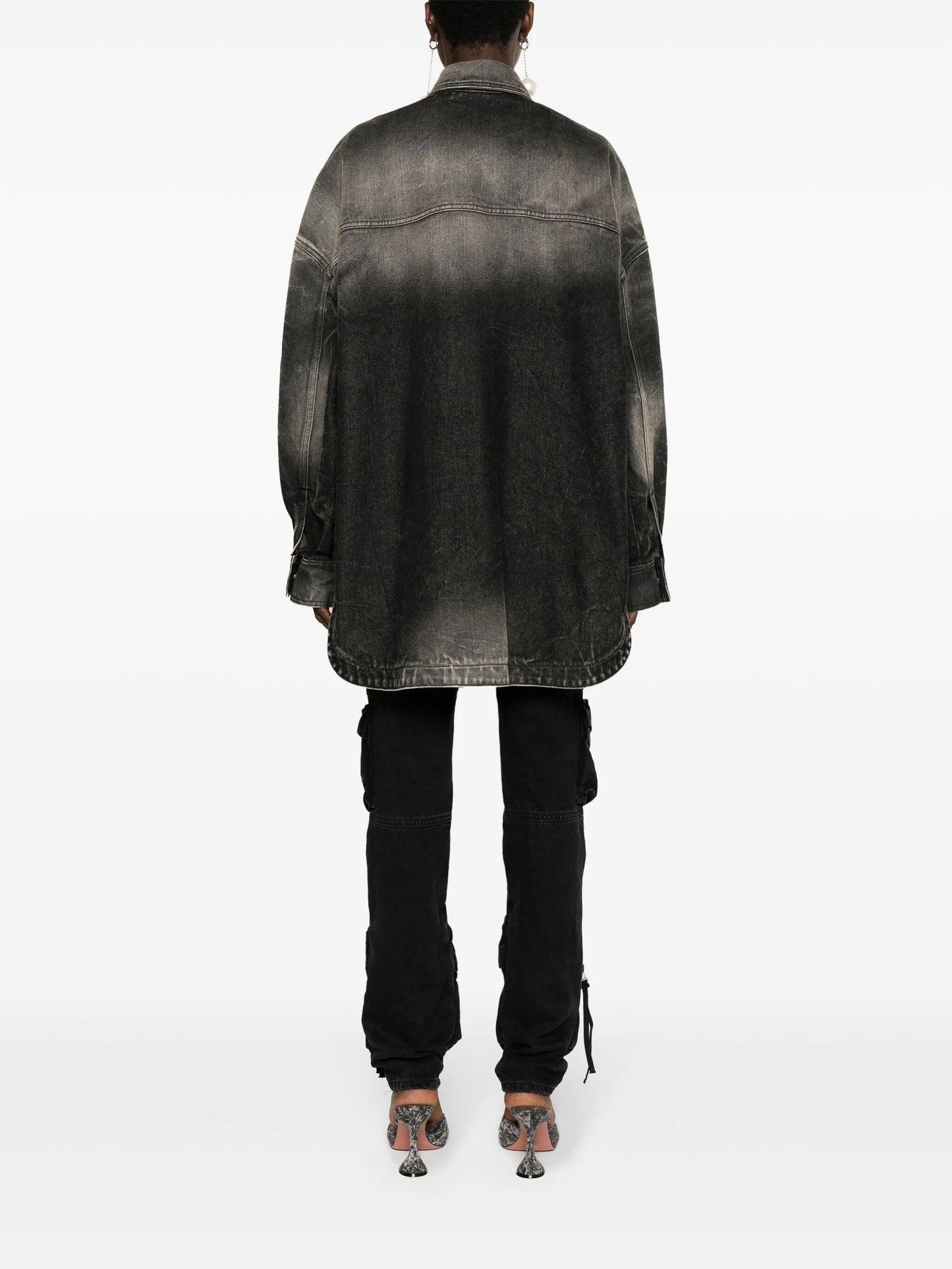 bleached-effect denim coat