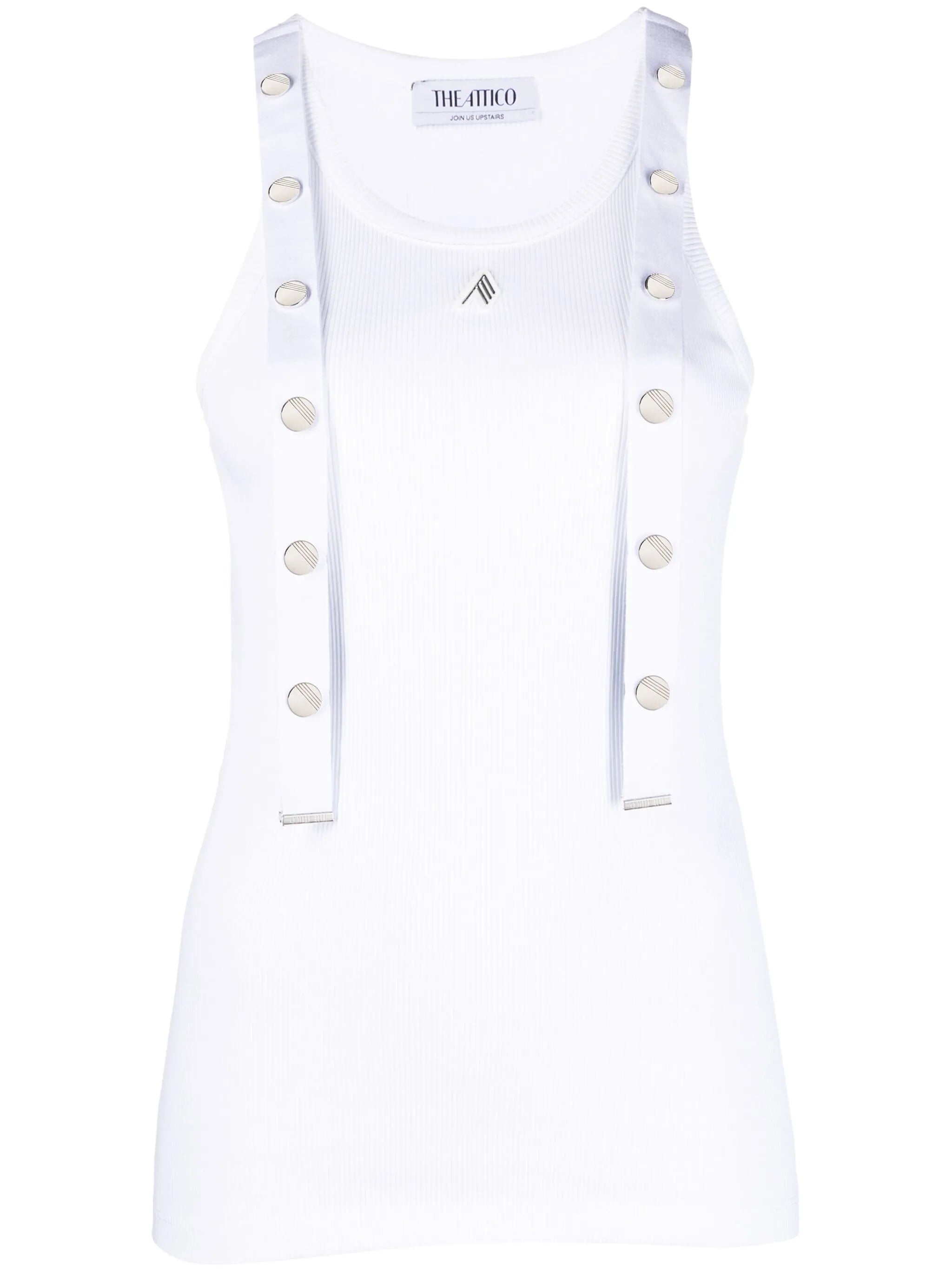 strap-detail ribbed tank top