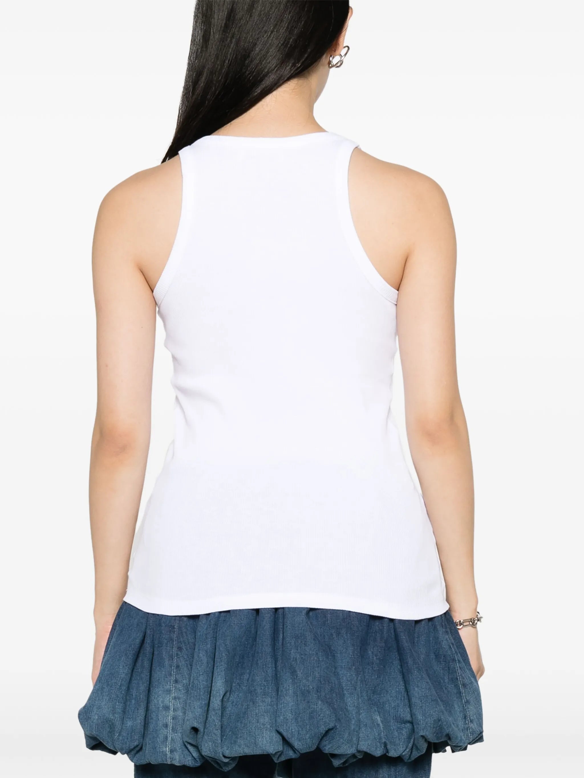 strap-detail ribbed tank top