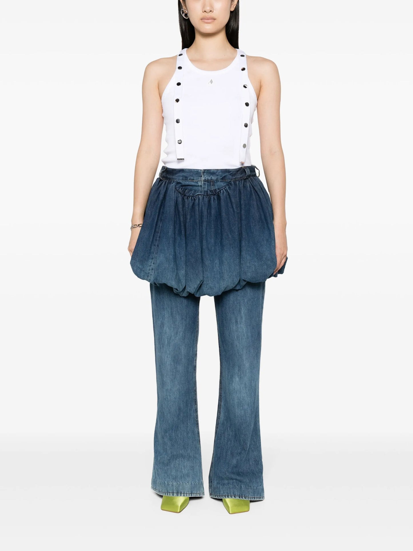 strap-detail ribbed tank top