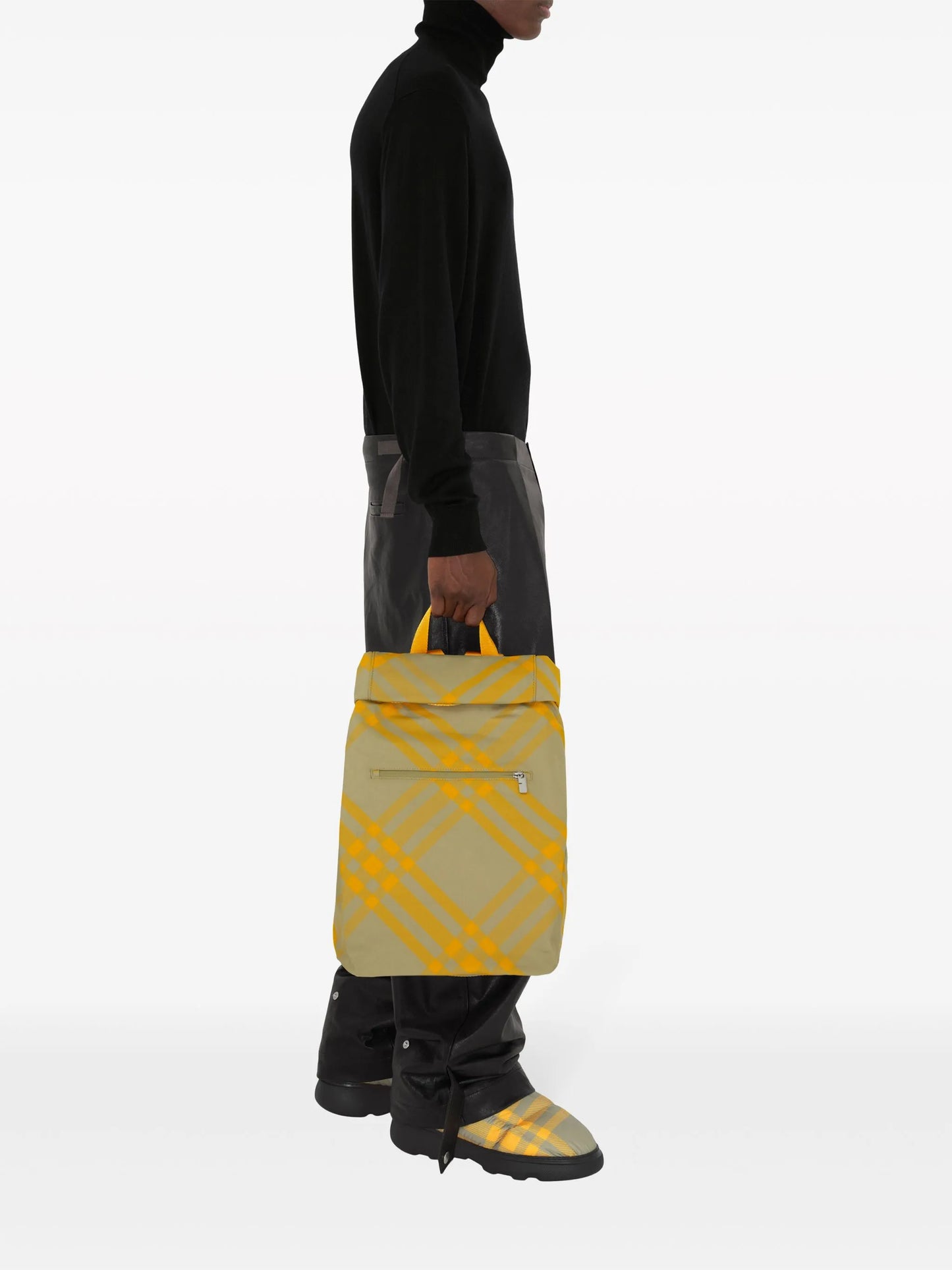 Roll checked backpack