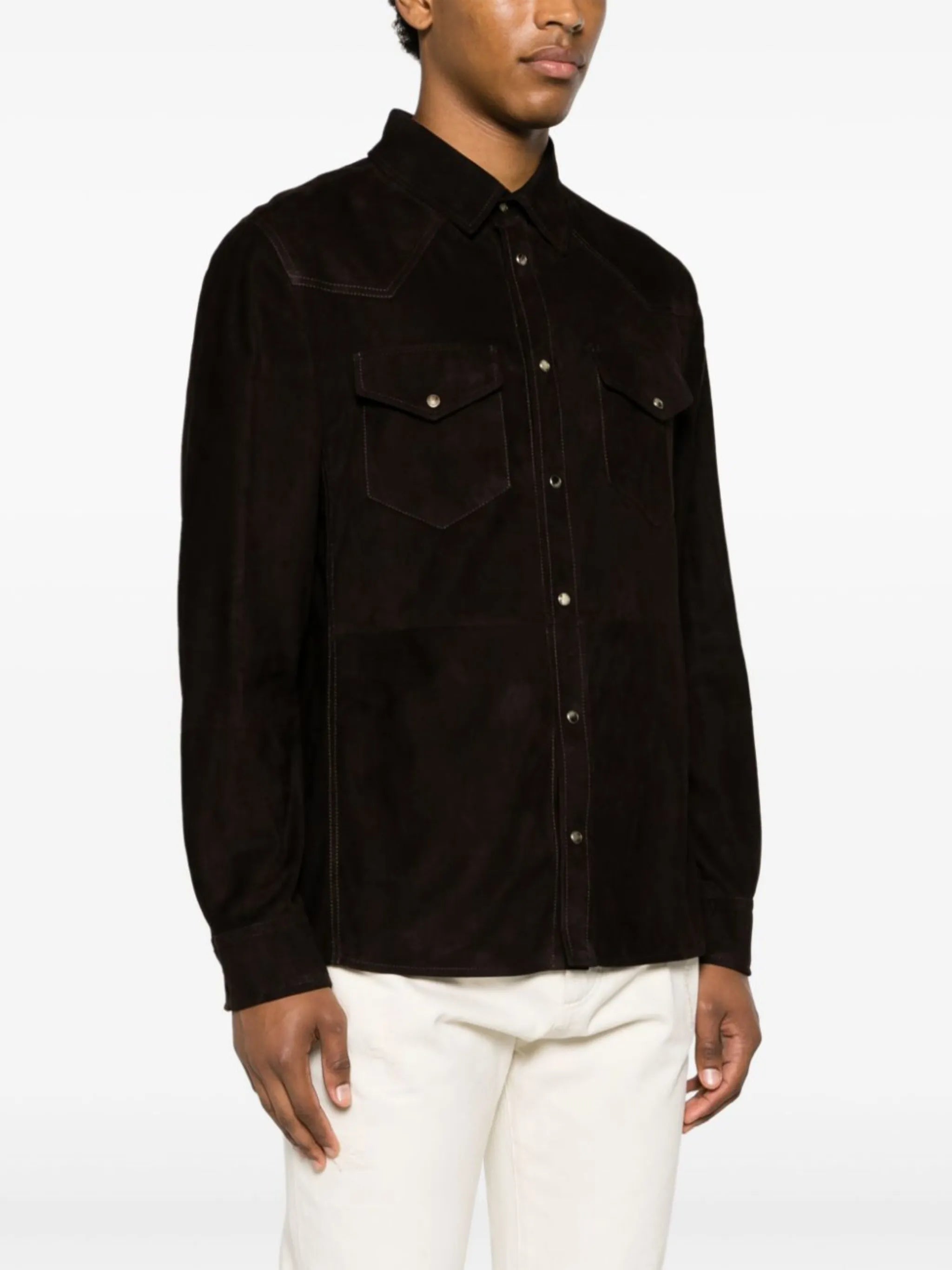 Western-style suede shirt