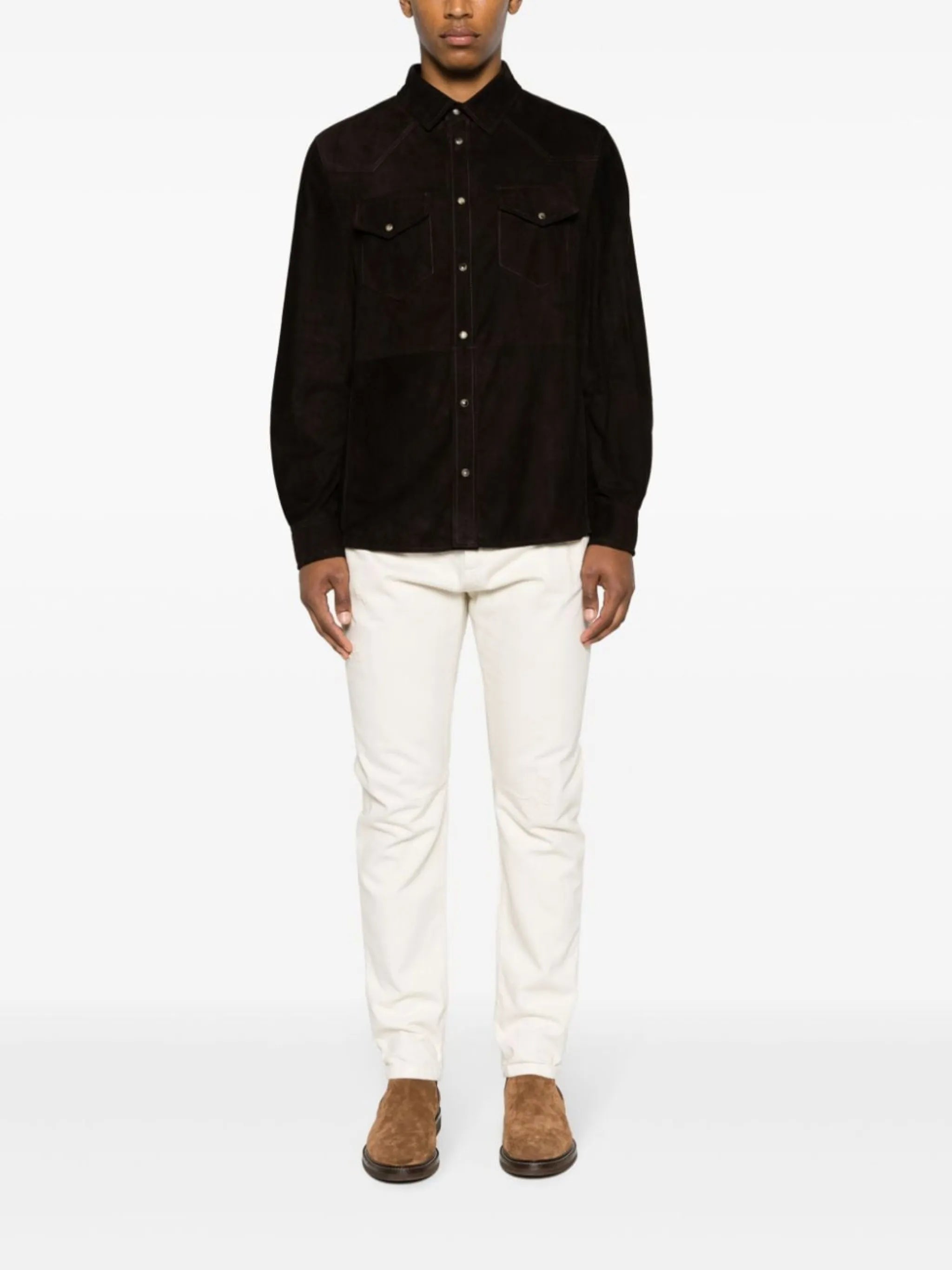Western-style suede shirt