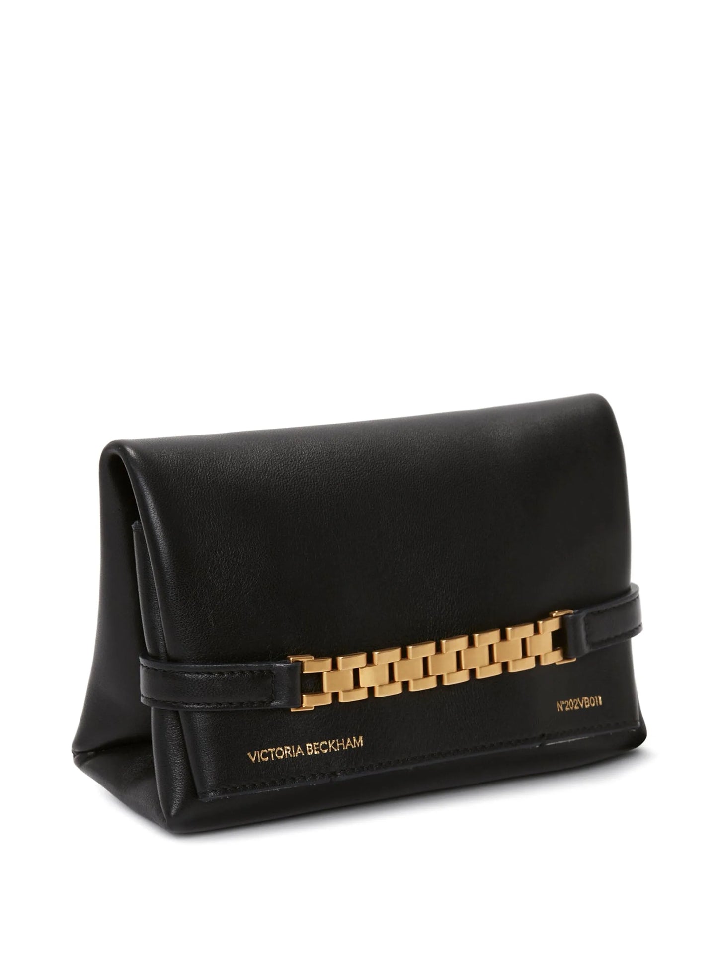logo-print leather clutch bag