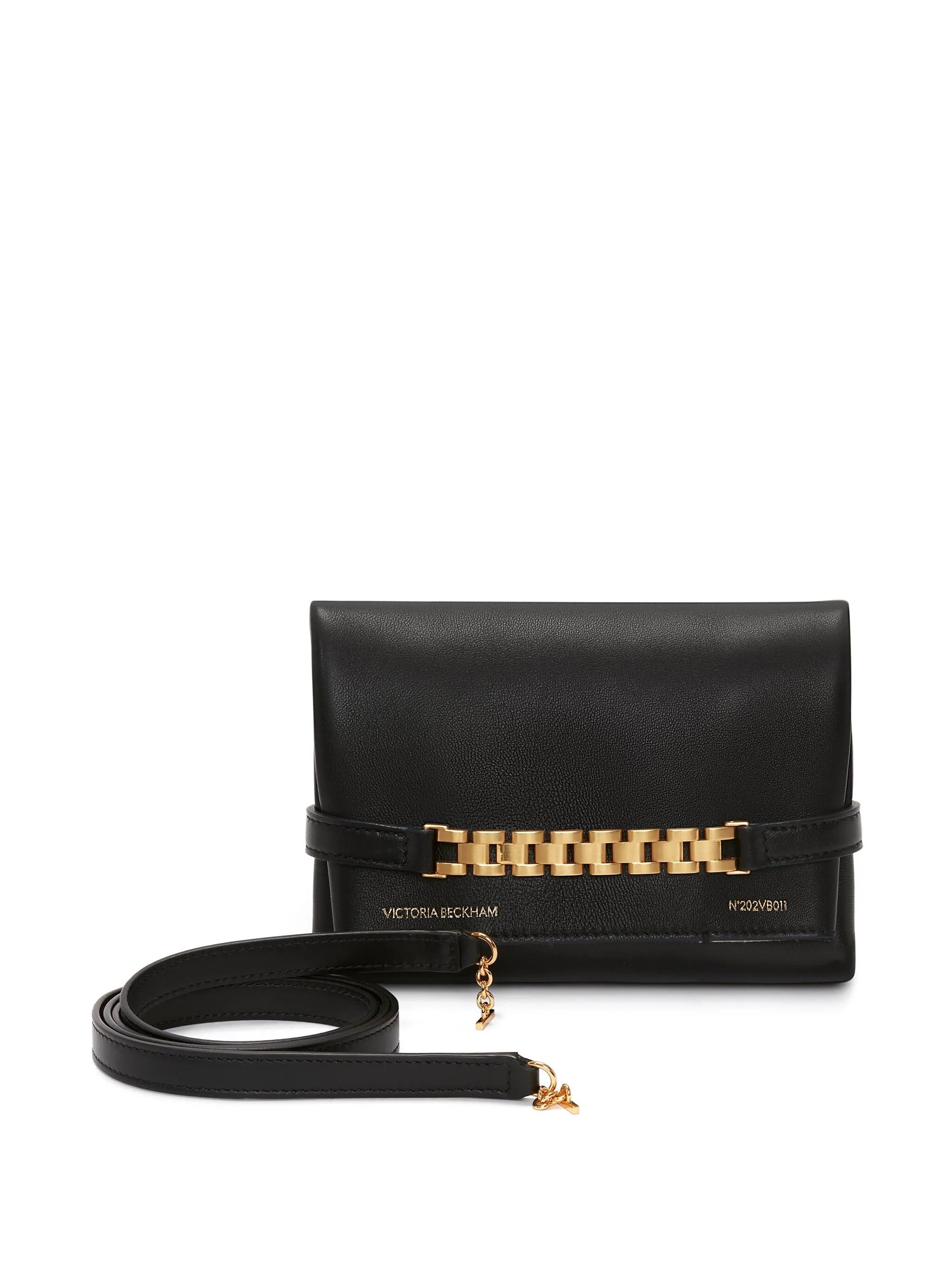 logo-print leather clutch bag
