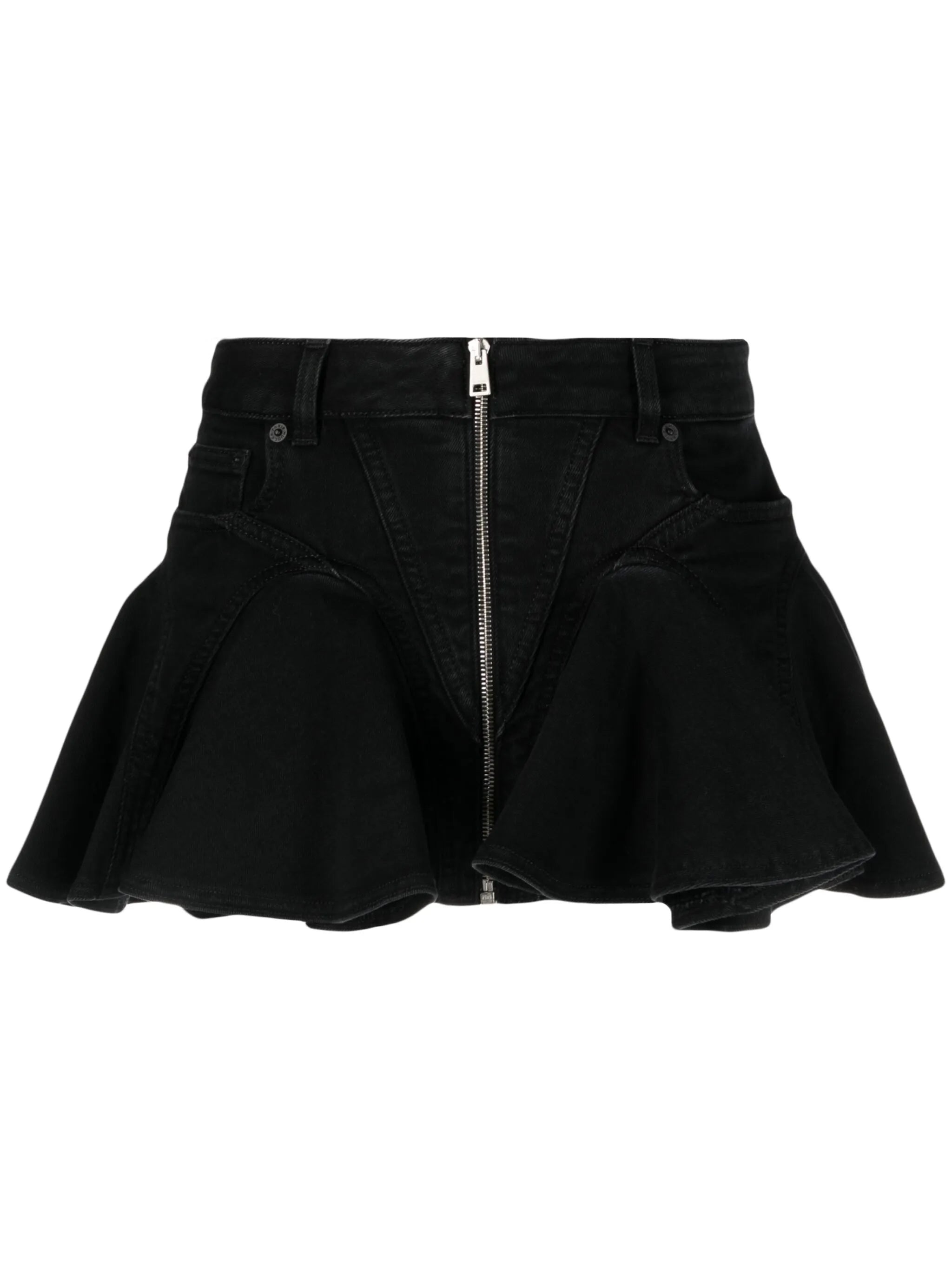 flared denim miniskirt